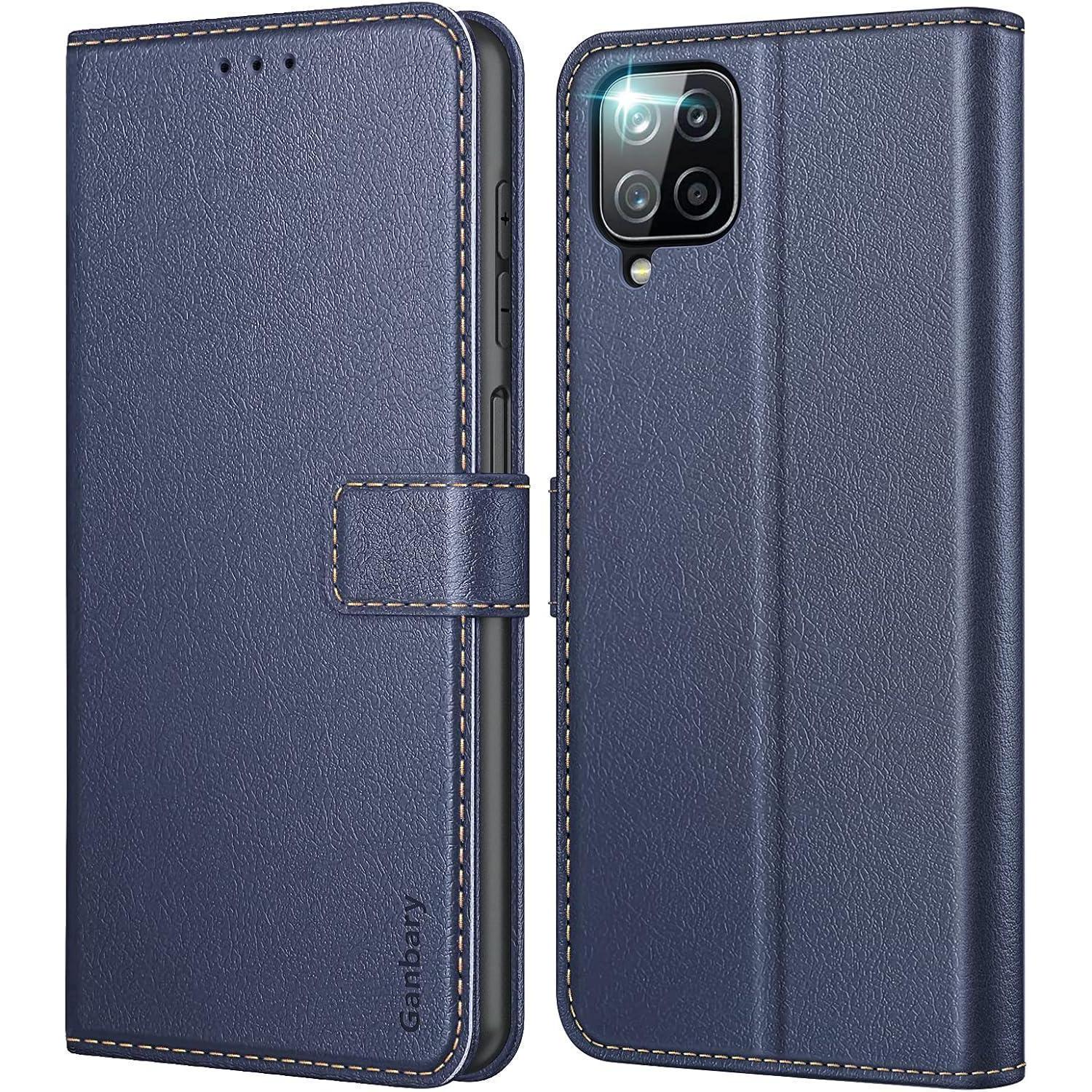 Samsung Galaxy A12/m12 Handyhülle Leder Flipcase Blau Standfunktion