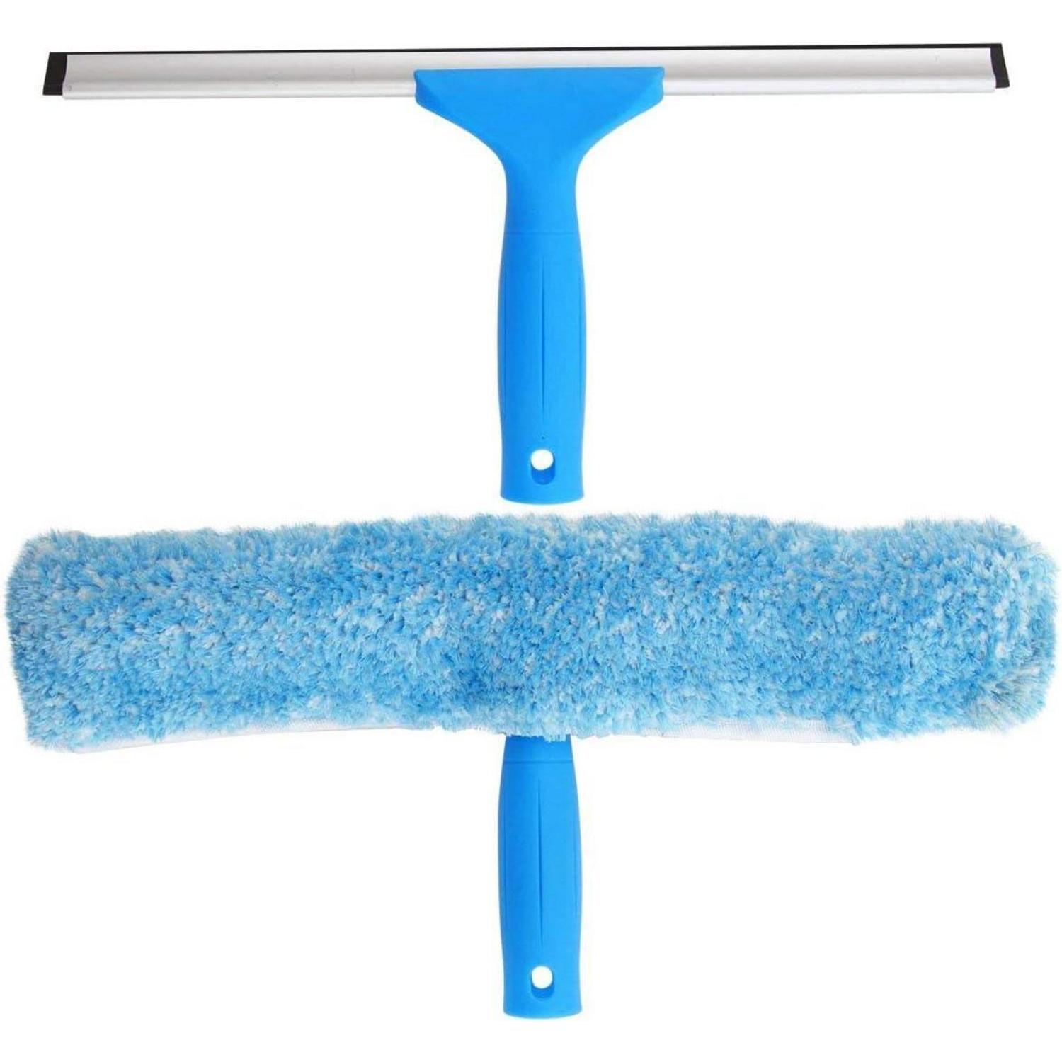 Fensterwischer Fensterabzieher Kombiset Glaswischer 35 Cm Blau Silber