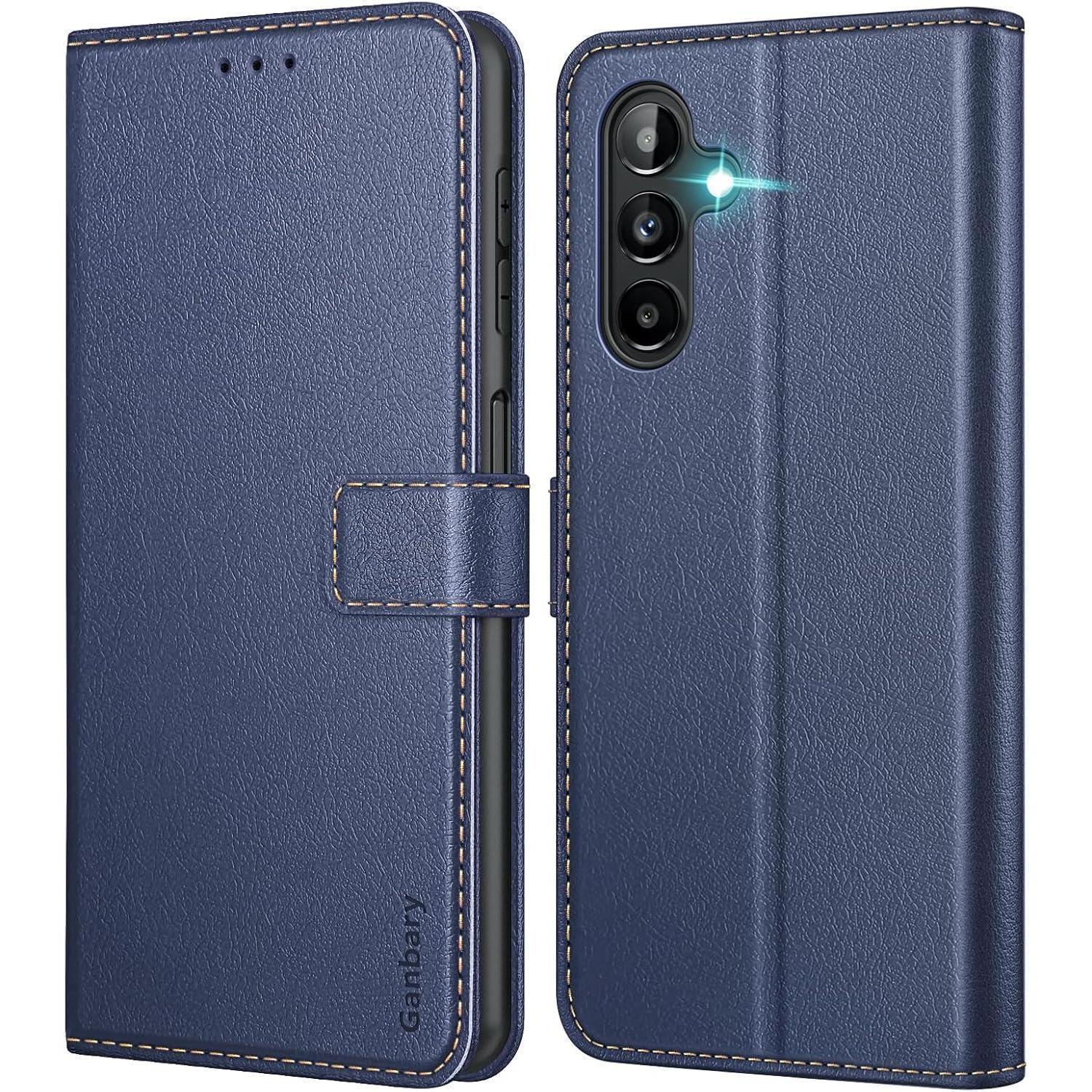 Samsung Galaxy A04s/a13 5g Handyhülle, Premium Leder Klapphülle Blau