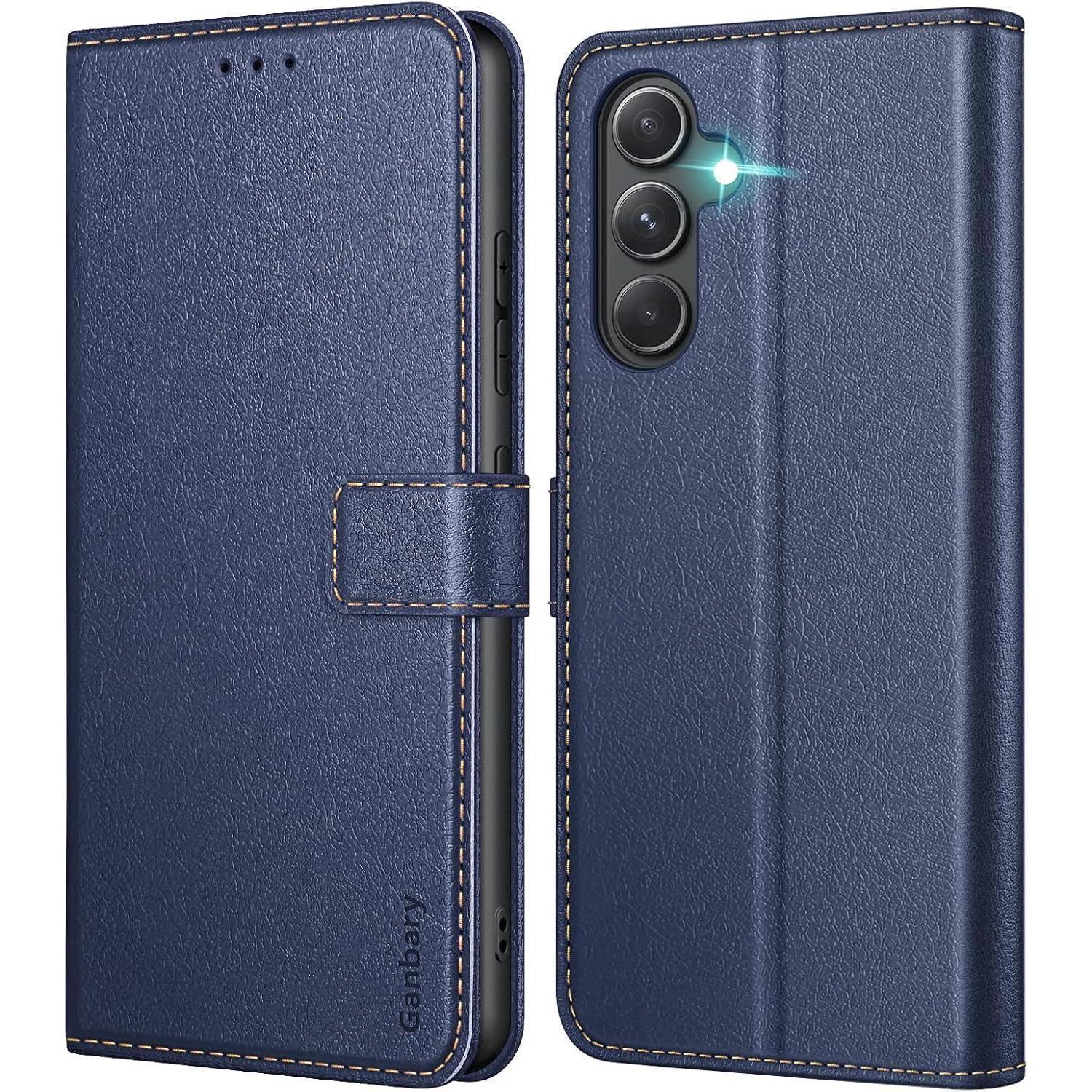 Samsung Galaxy A54 5g Handyhülle Premium Leder Klapphülle Blau