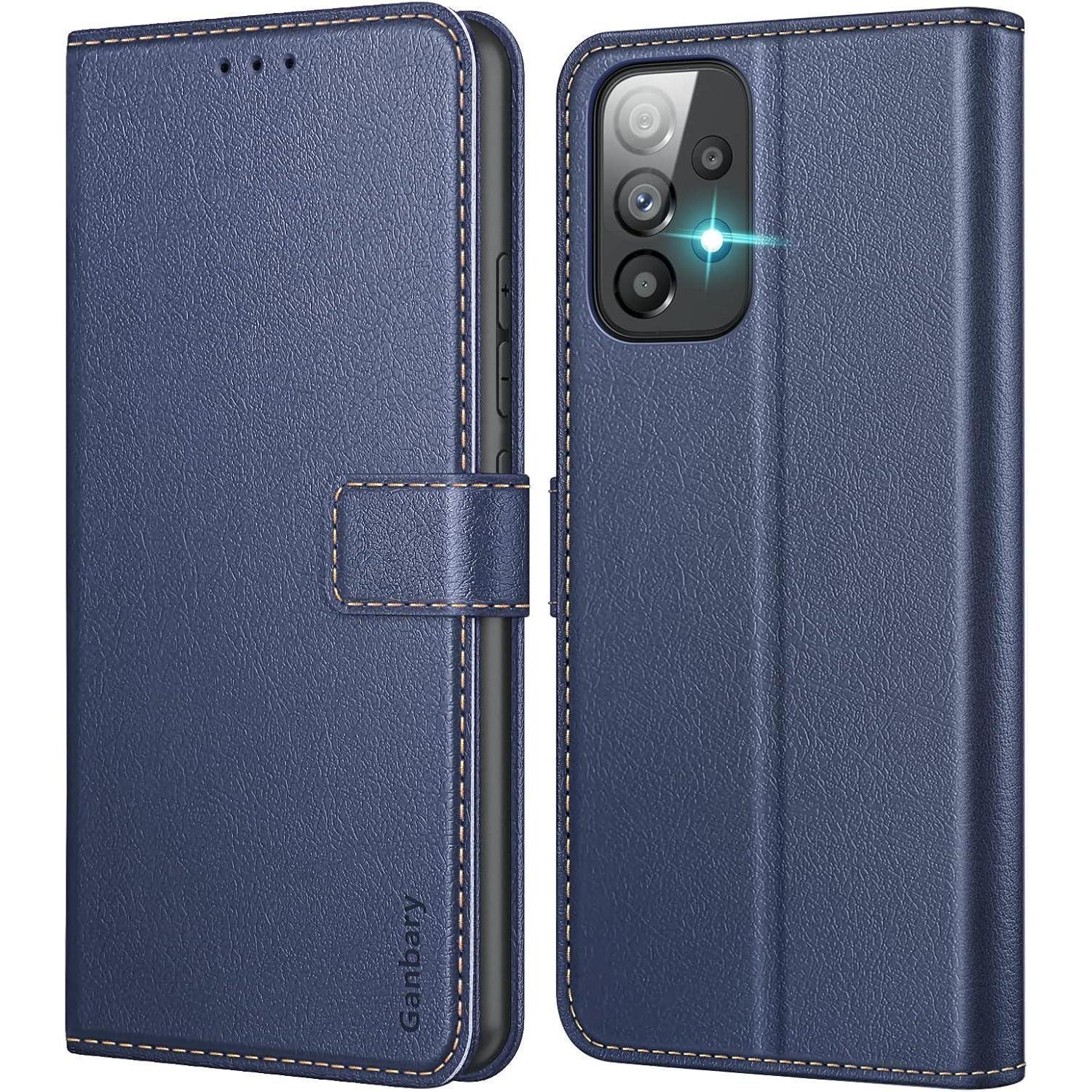 Samsung Galaxy A53 5g Handyhülle Leder Flipcase Blau Mit Kartenschlitzen