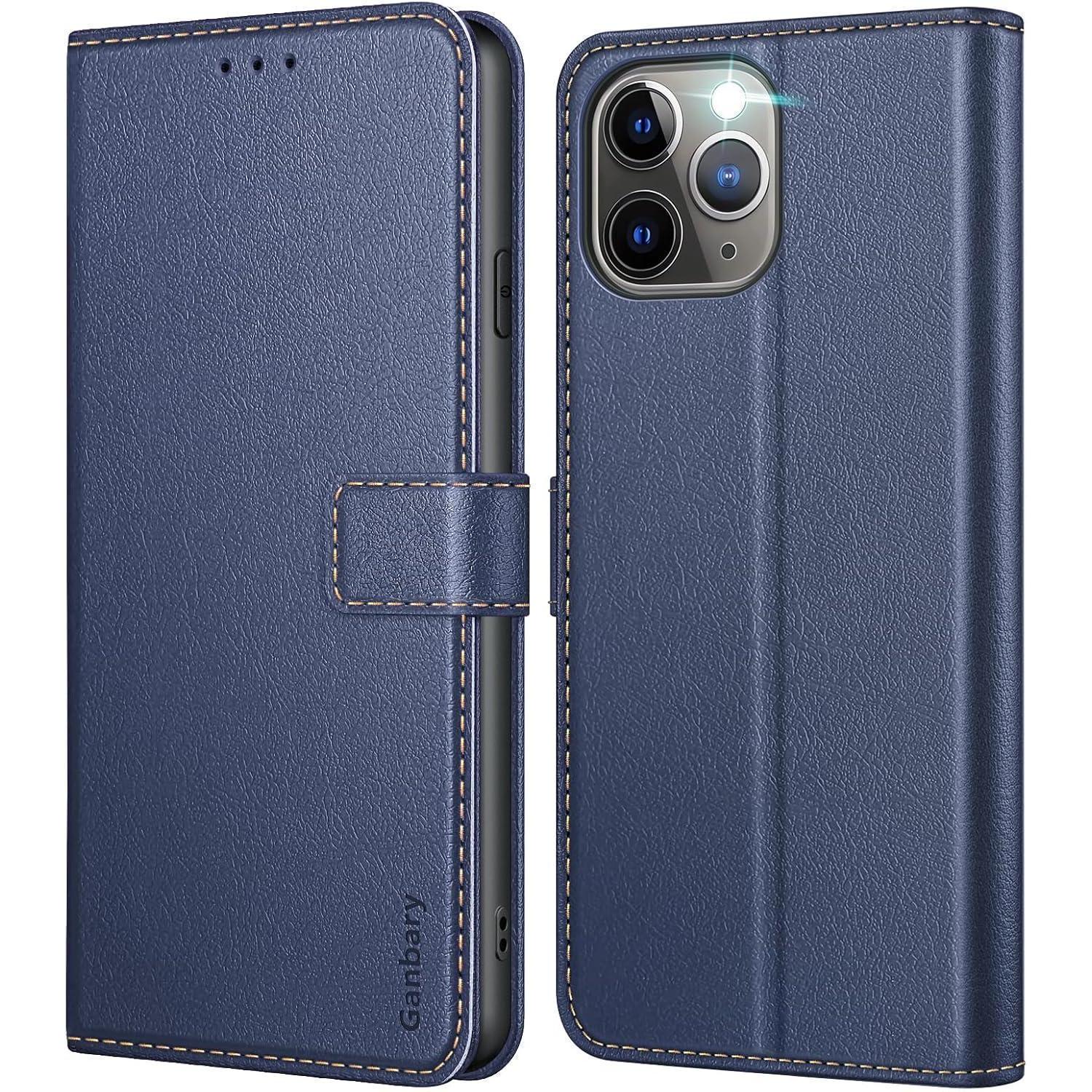 Ganbary Iphone 11 Pro Leder Handyhülle Blau