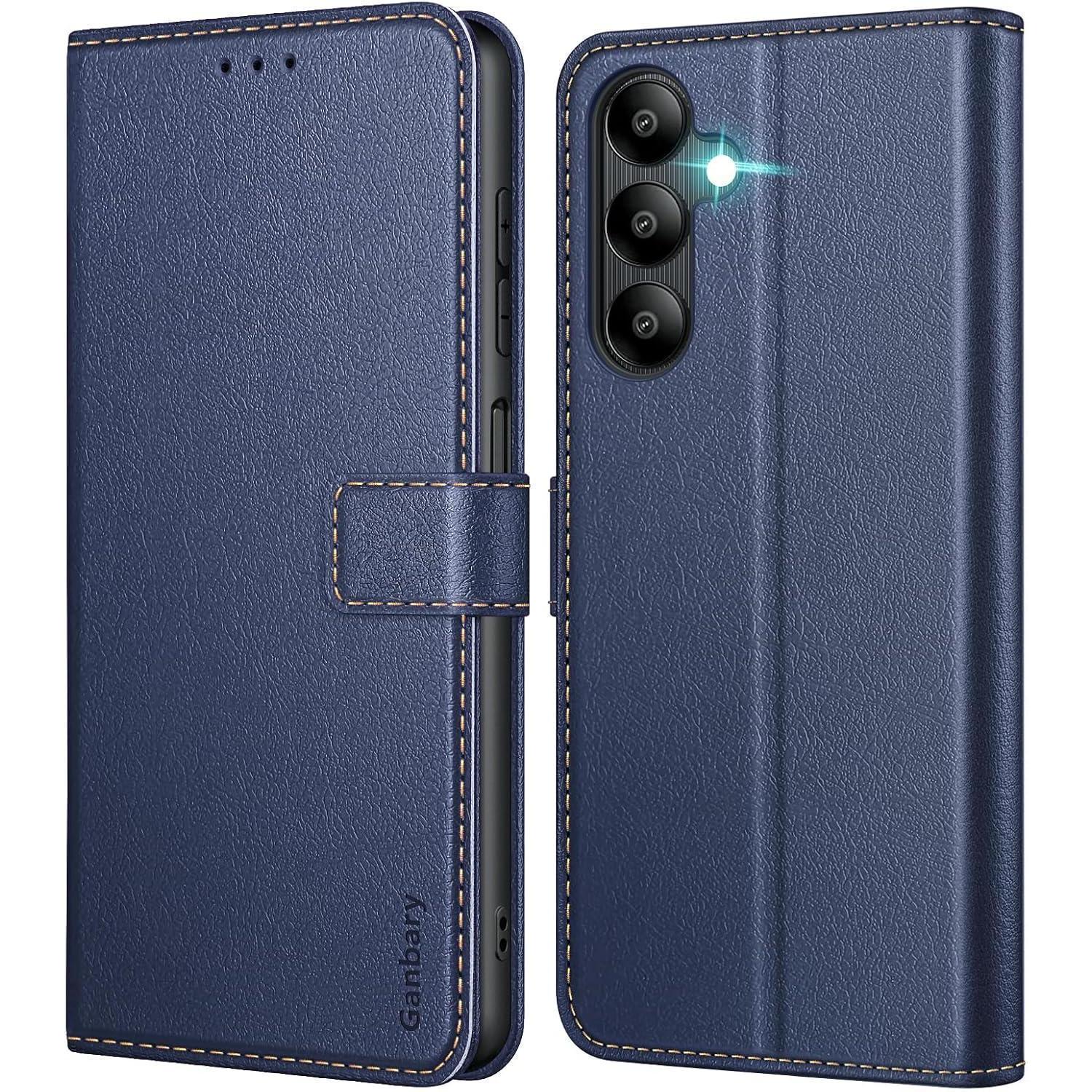 Samsung Galaxy A05s Handyhülle Leder Klapphülle Mit Kartenfächern Blau