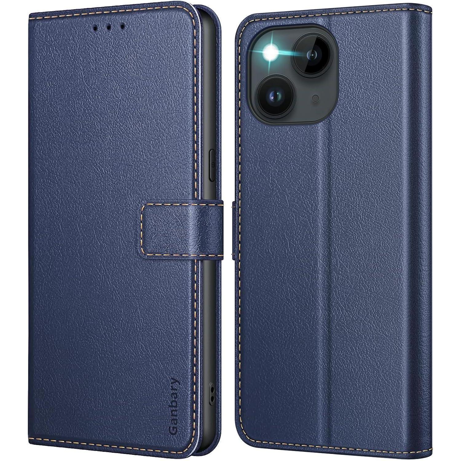 Ganbary Iphone 14 13 Hülle Leder Klapphülle Kartenschlitzen Magnetverschluss