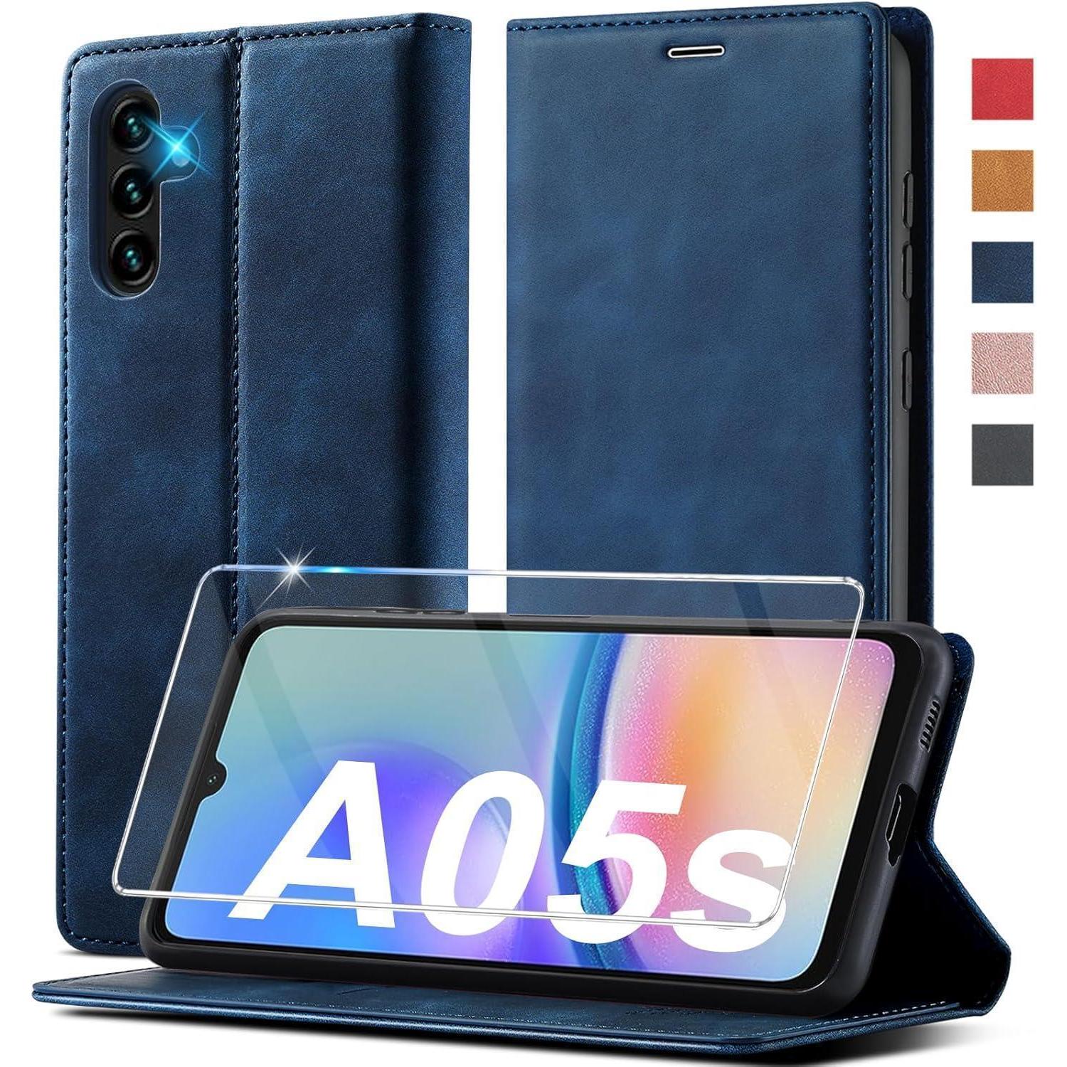 Handyhülle Samsung Galaxy A05s Leder Flip Wallet Schutzhülle Blau