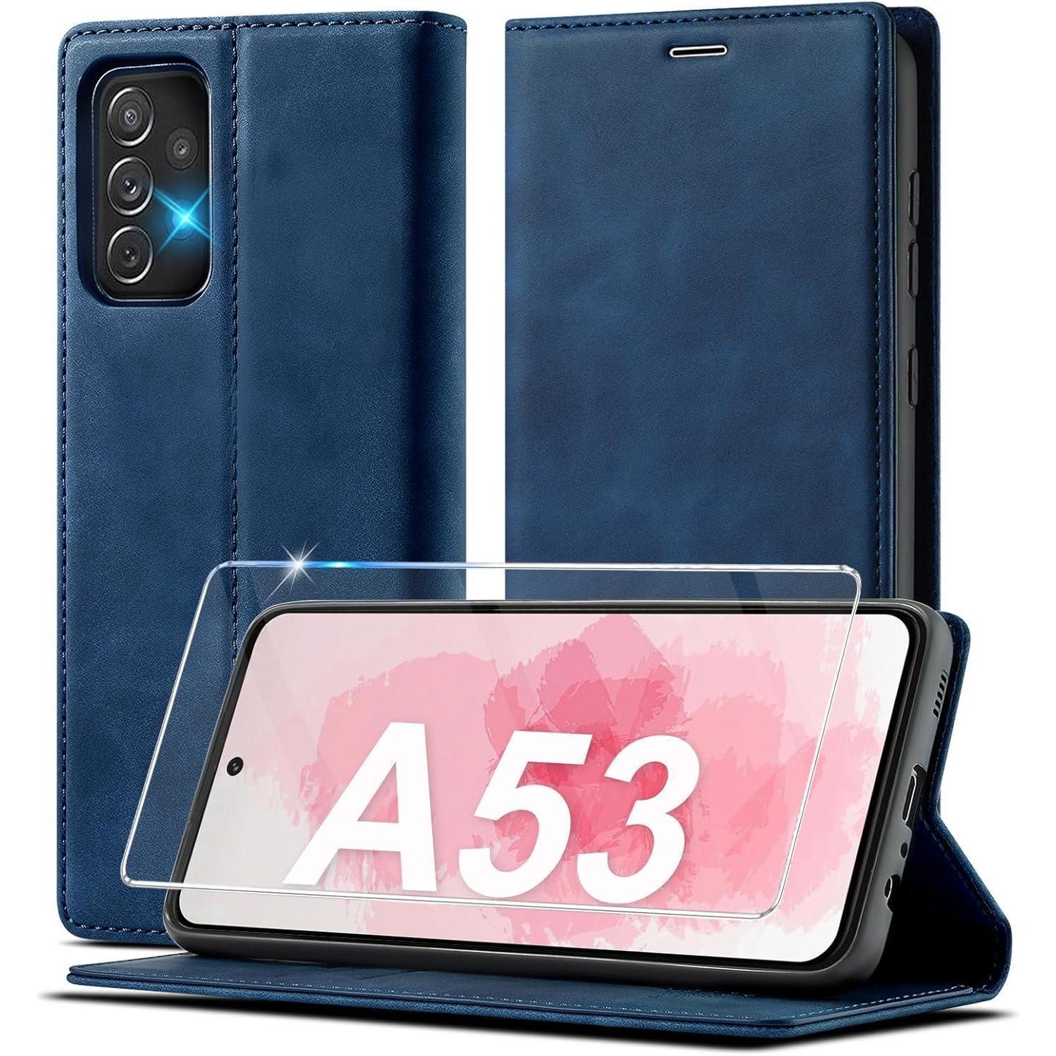 2023 Samsung Galaxy A53 Hülle Leder Flip Case Cover Blau