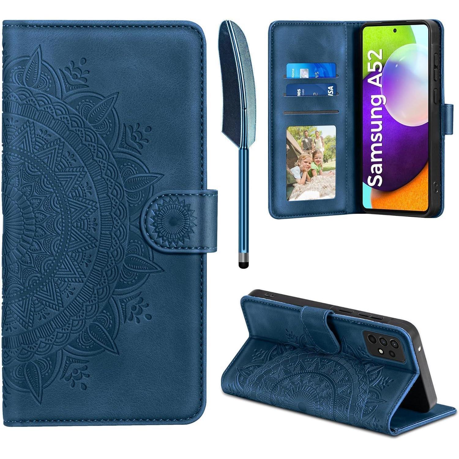 Handyhülle A52 A52s Flip Pu Leder Samsung Galaxy A52 Dunkelblau