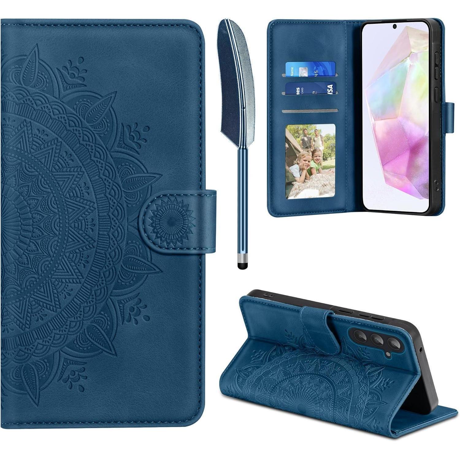 Lederhülle Klapphülle Pu Leder Samsung Galaxy A35 Dunkelblau