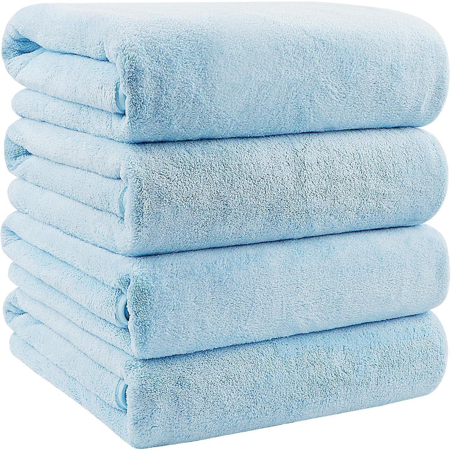 Badetuch-set 4 Stk. 68x137 Cm Weich Saugfähig Schnell Trocknend Blau