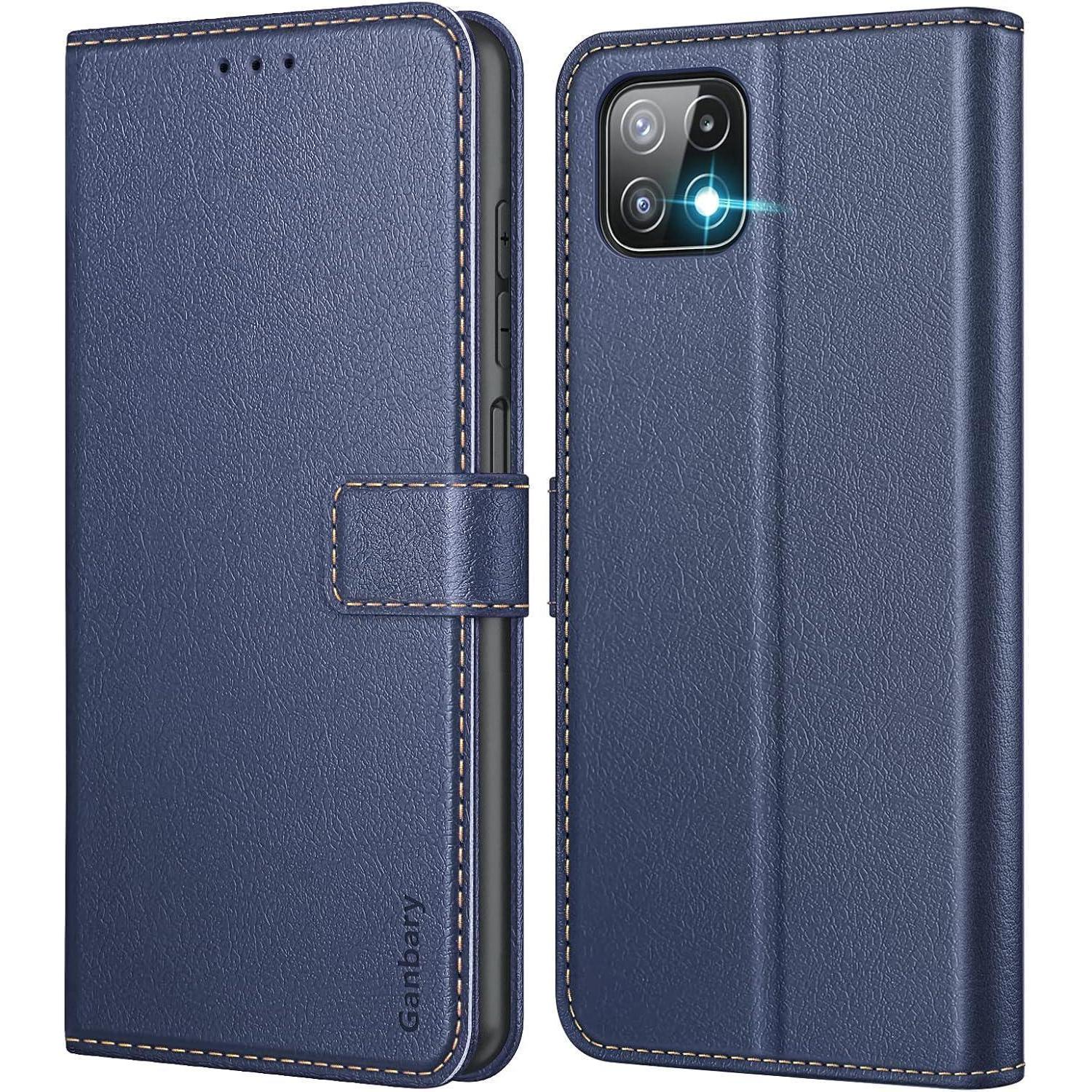 Samsung Galaxy A22 5g Handyhülle Leder Flipcase Blau Mit Kartenfächern