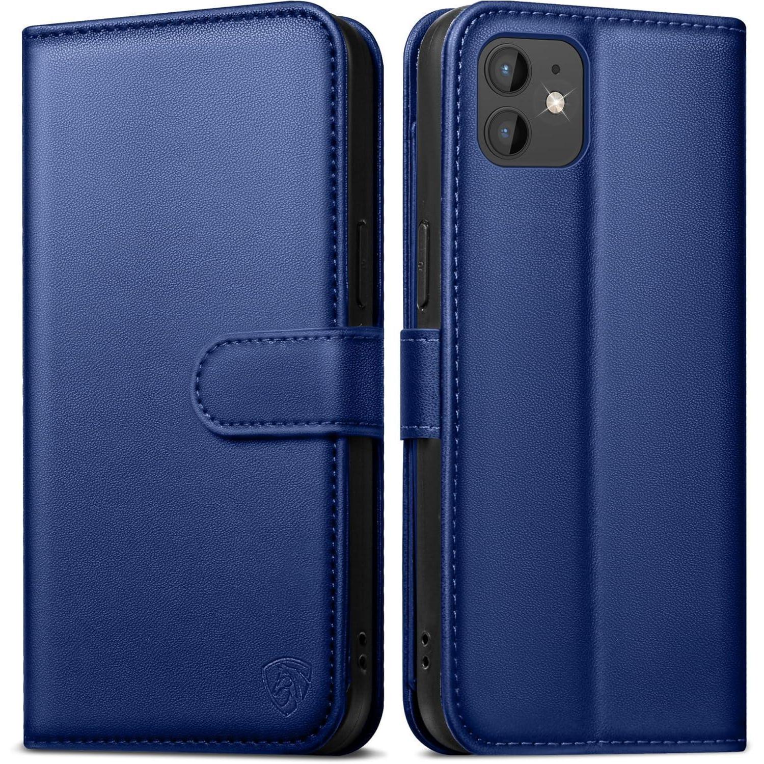 Handyhülle Iphone 12 Pro Rfid Schutz Glas Kartenfächer Blau