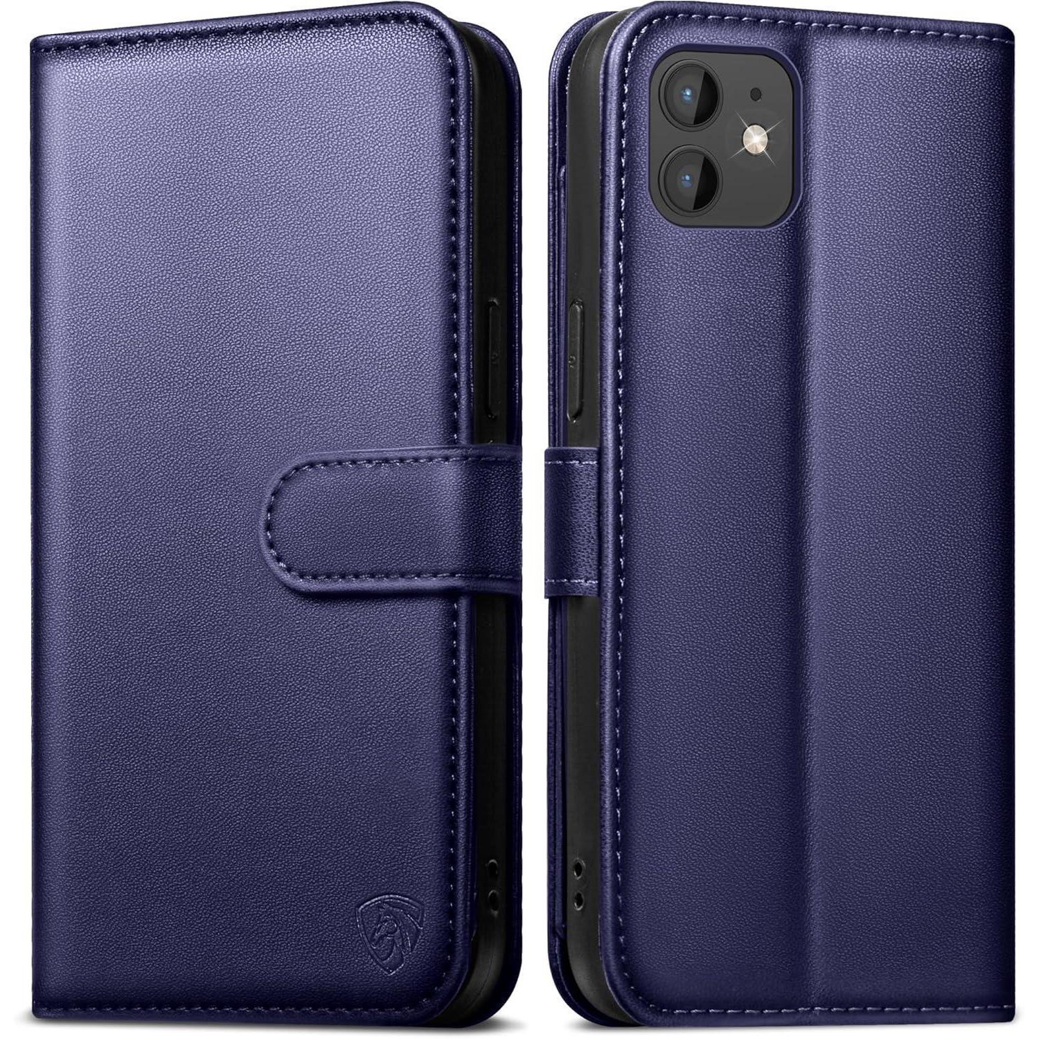 Handyhülle Iphone 12 Pro Lederhülle Rfid Schutz Blau