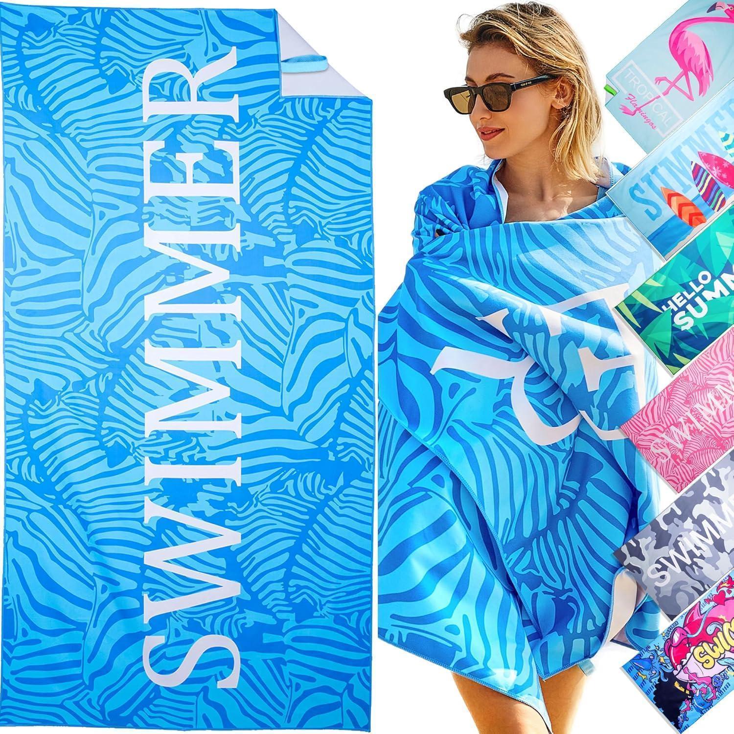 Strandtuch Mikrofaser 180x90 Sandabweisend Swimmer-blau