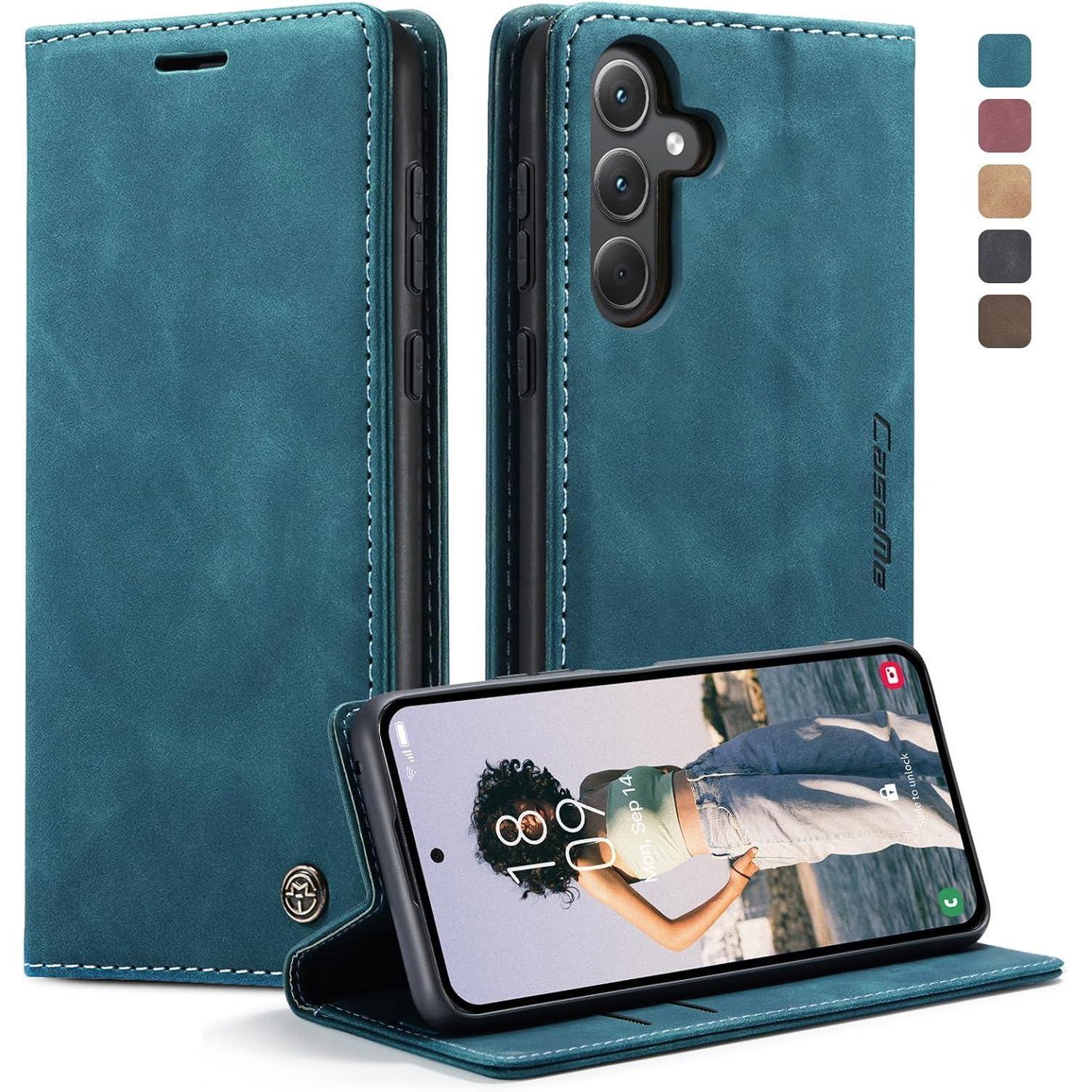 Handyhülle Samsung Galaxy A35 5g Leder Klapphülle Blaugrün