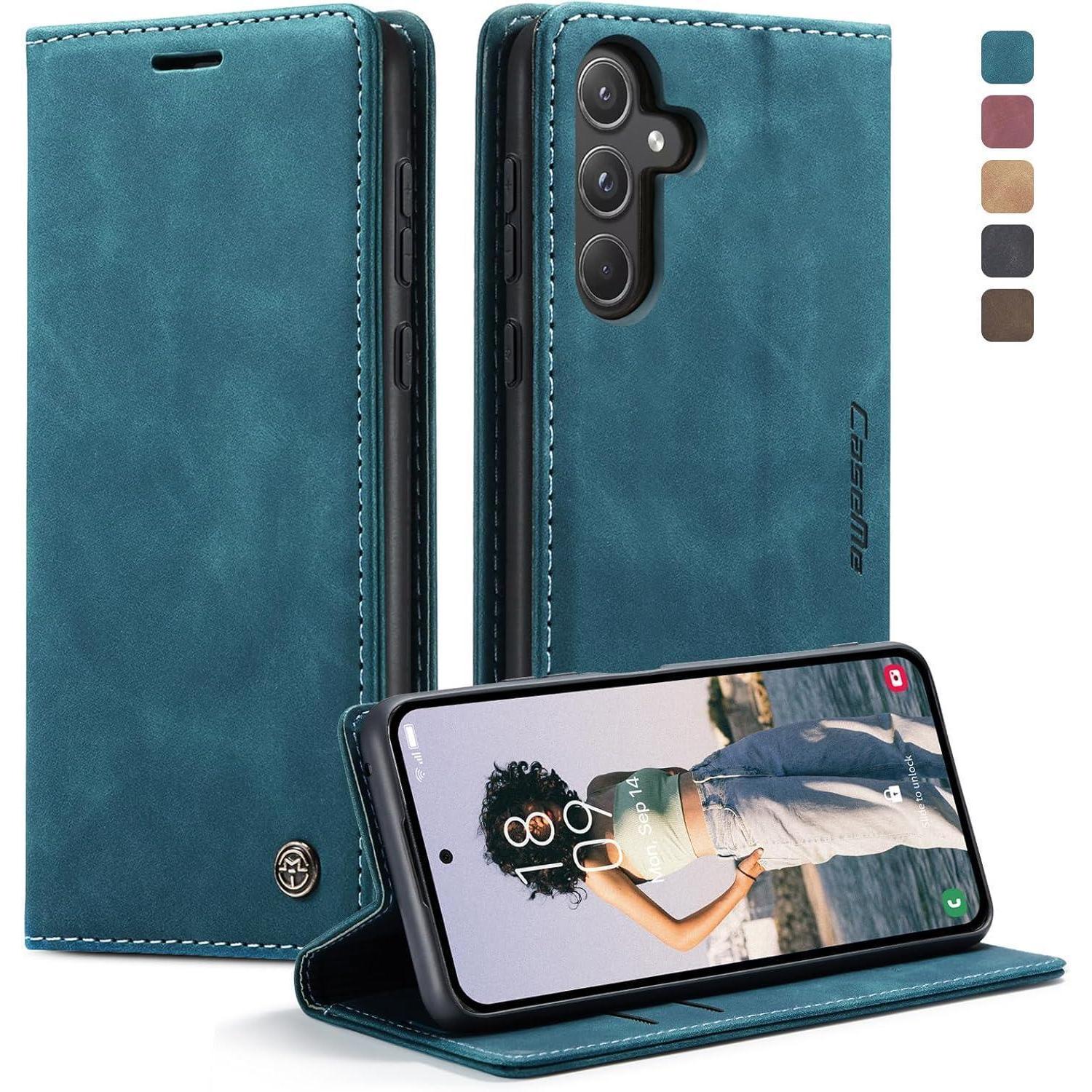 Kzb Samsung Galaxy A55 5g Handyhülle Blaugrün Lederhülle Magnet Tasche