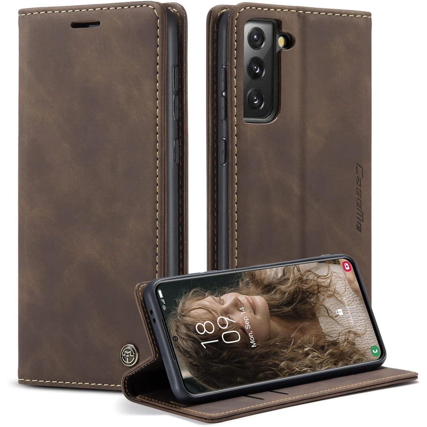 Caseme Samsung Galaxy S21 5g Hülle Leder Flip Case Mit Magnet Standfunktion