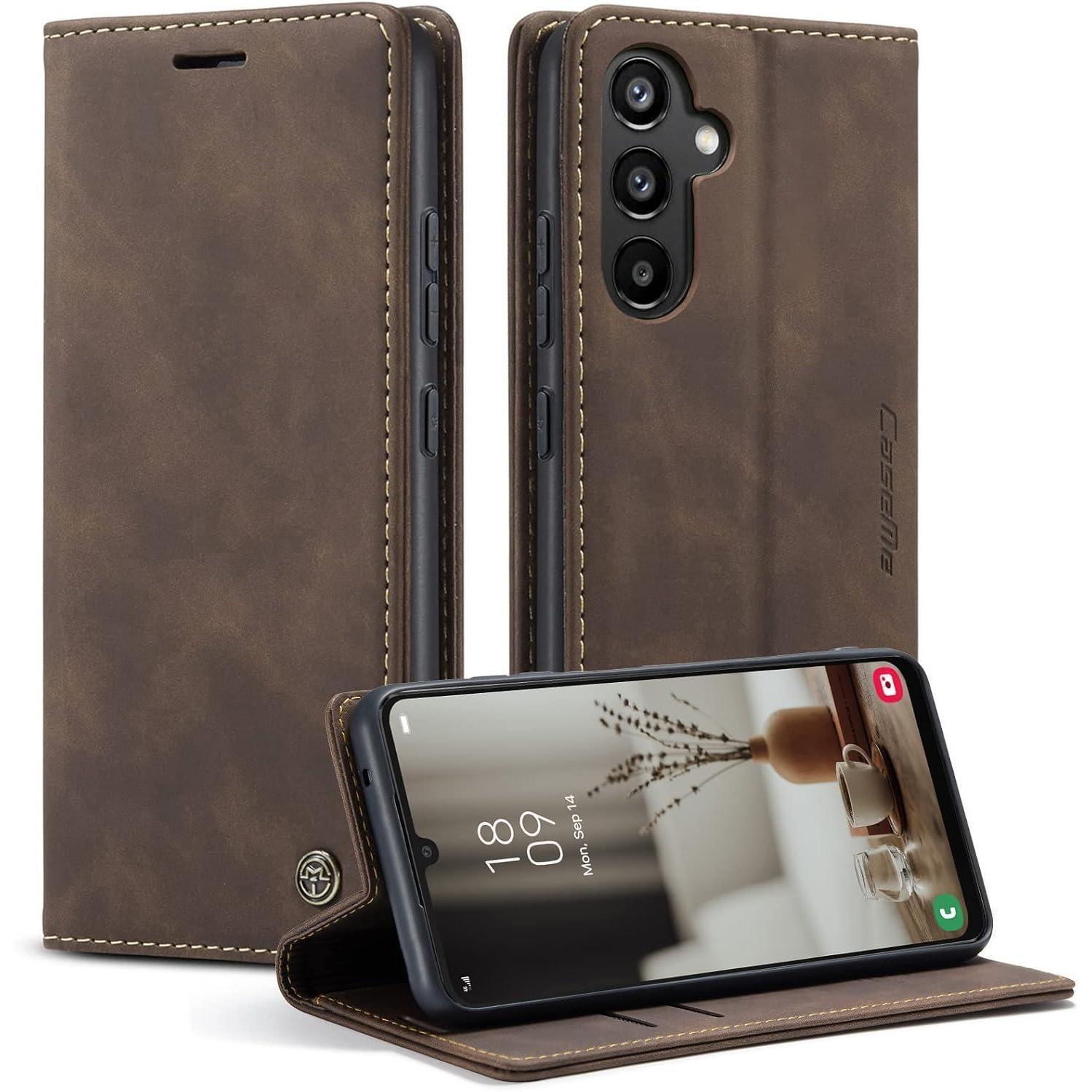 Kzb Handyhülle Samsung Galaxy A34 5g Leder Flip Case Kaffee
