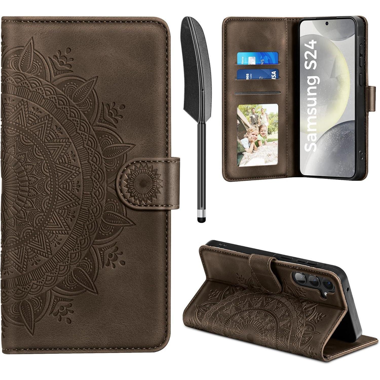 Lederhülle Samsung Galaxy S24 5g Flip Wallet Case Braun