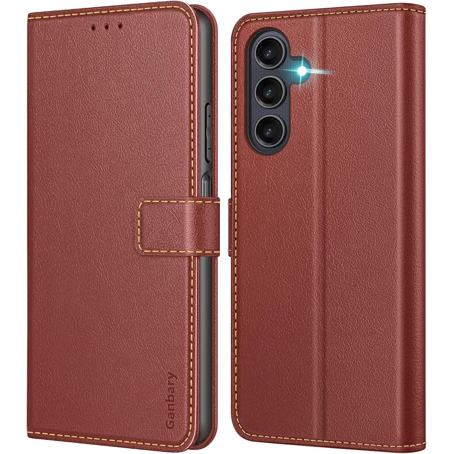 Leder Handytasche Samsung Galaxy A25 5g Braun Standfunktion Magnetverschluss