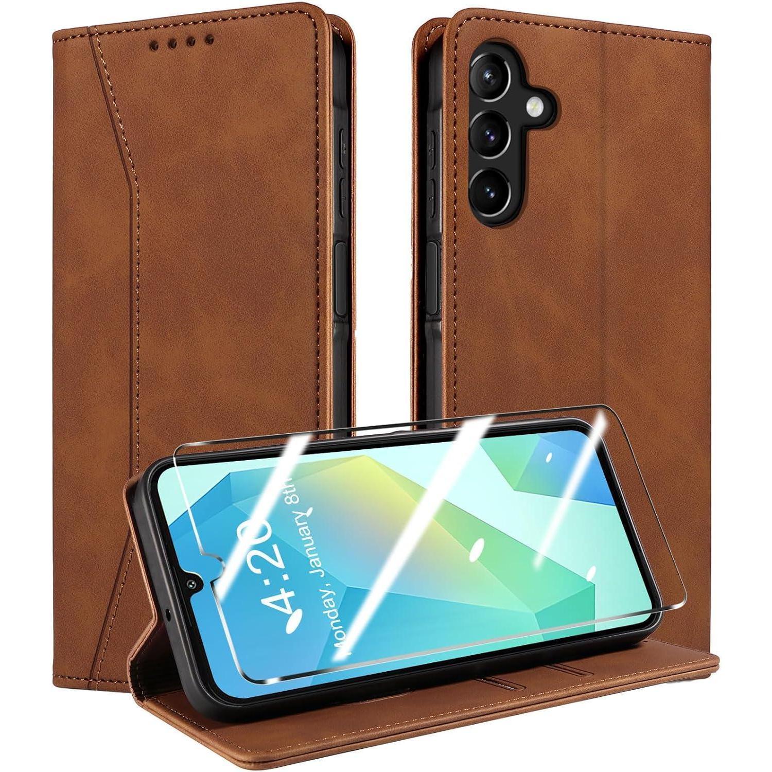 Handyhülle Leder Braun-a16 A26 Samsung Galaxy A16 4g A16 5g A26 5g