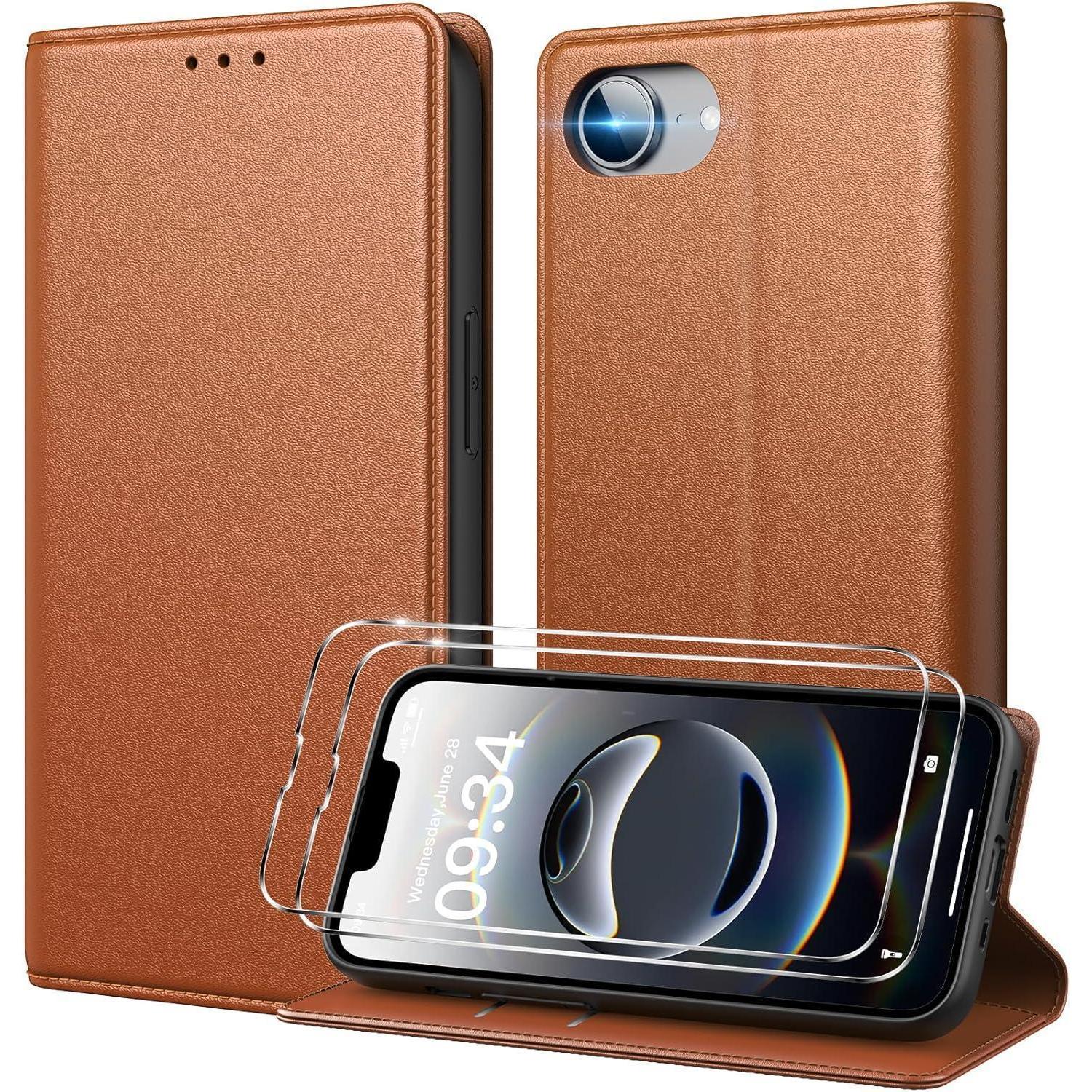 Handyhülle Klapphülle Iphone 16e Kartenfach Rfid Iphone 16e Braun