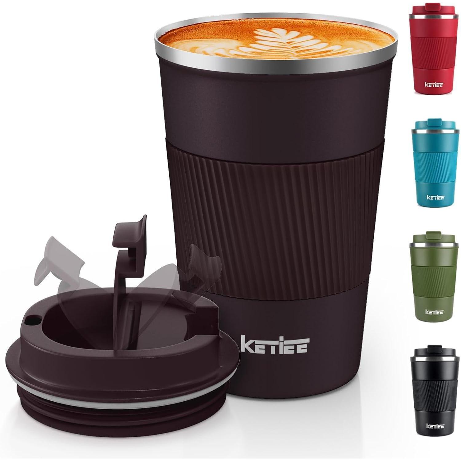 Ketiee Kaffeebecher To Go 380ml Thermo Doppelwandig Reisebecher Braun