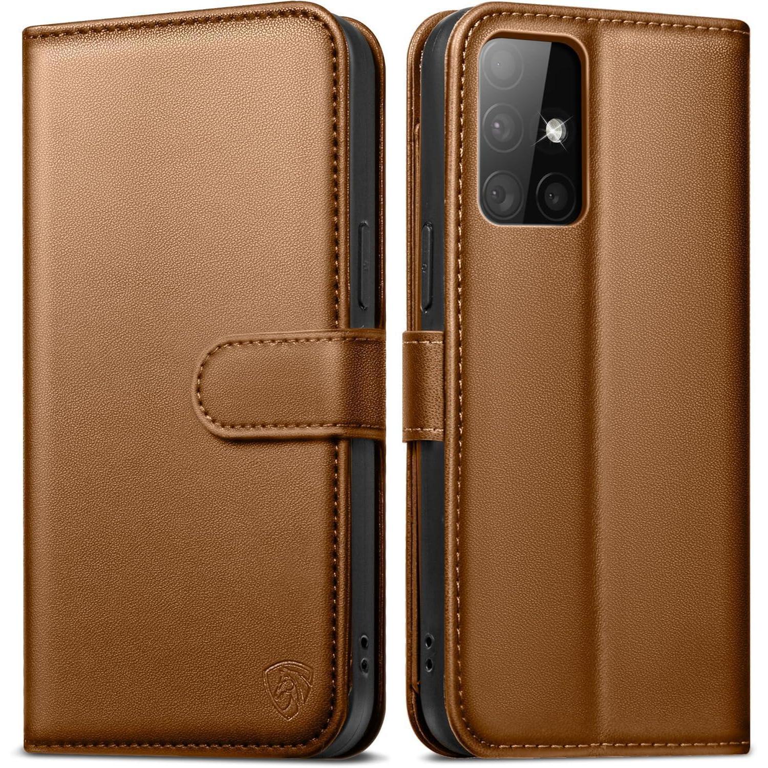 Samsung Galaxy A51 Handyhülle Premium Lederhülle Braun Rfid Schutz Standfunktion
