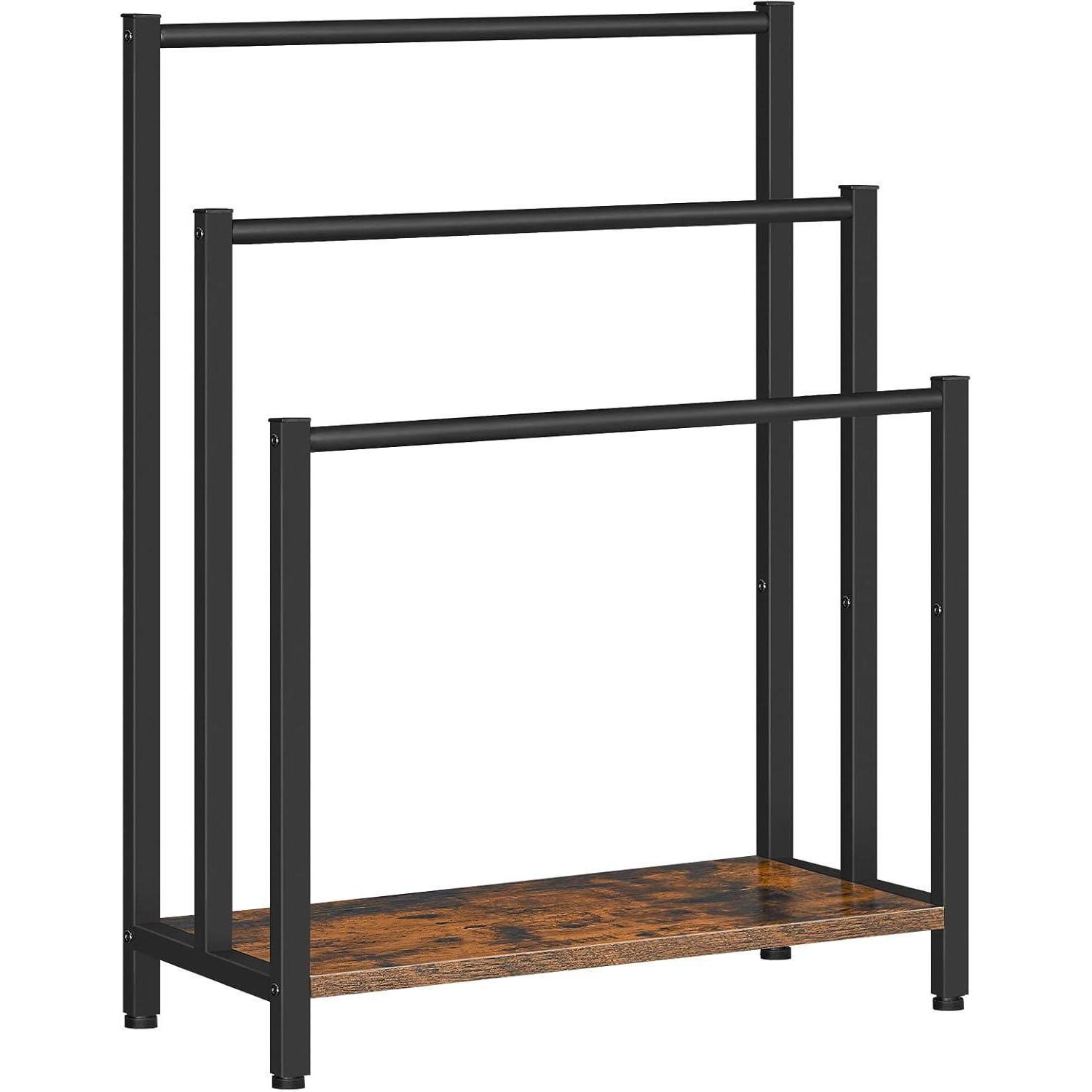 Handtuchständer Freistehend 3 60 X 28 X 81 Cm Dunkelbraun Schwarz