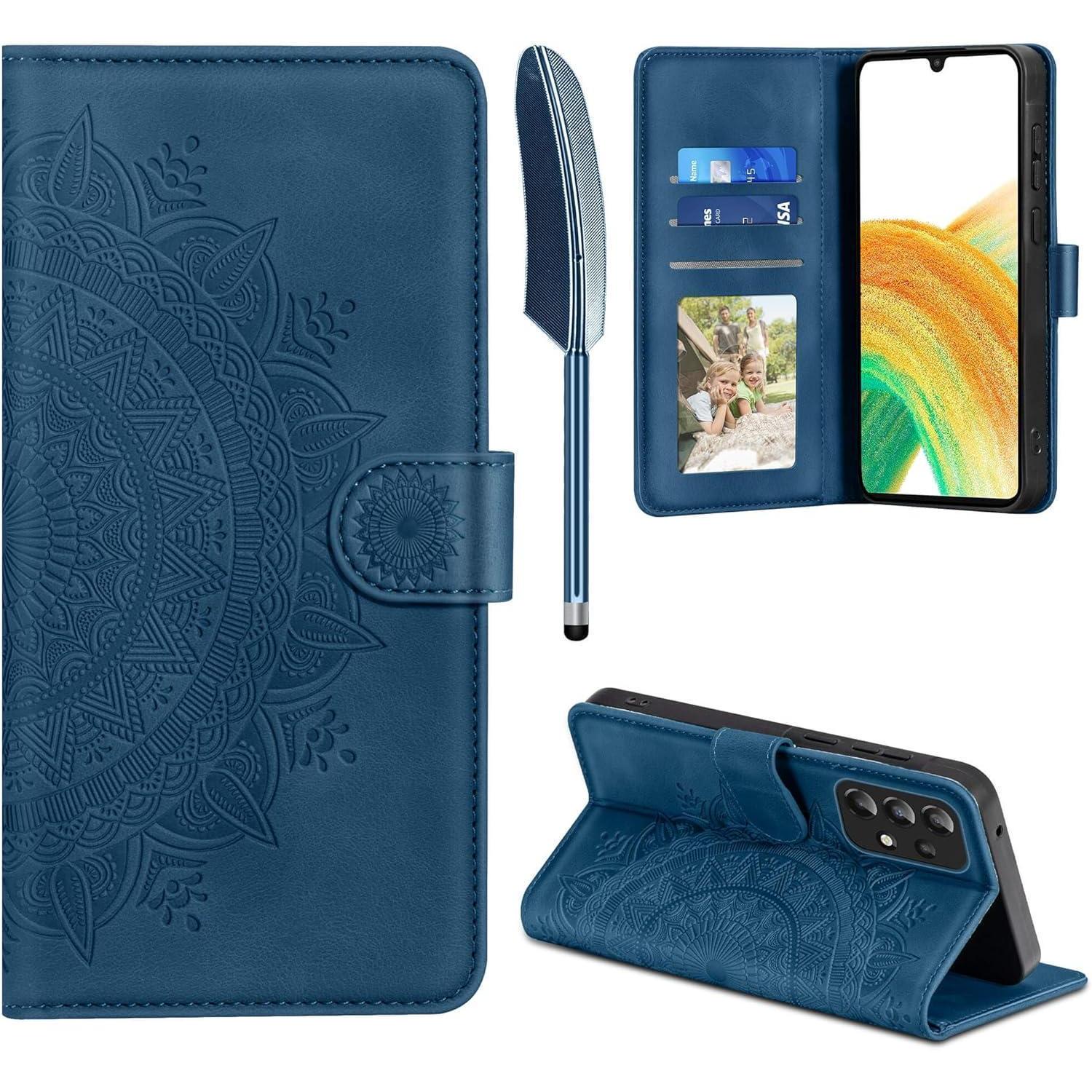 Handyhülle Pu Leder Klapphülle Samsung Galaxy A33 Dunkelblau