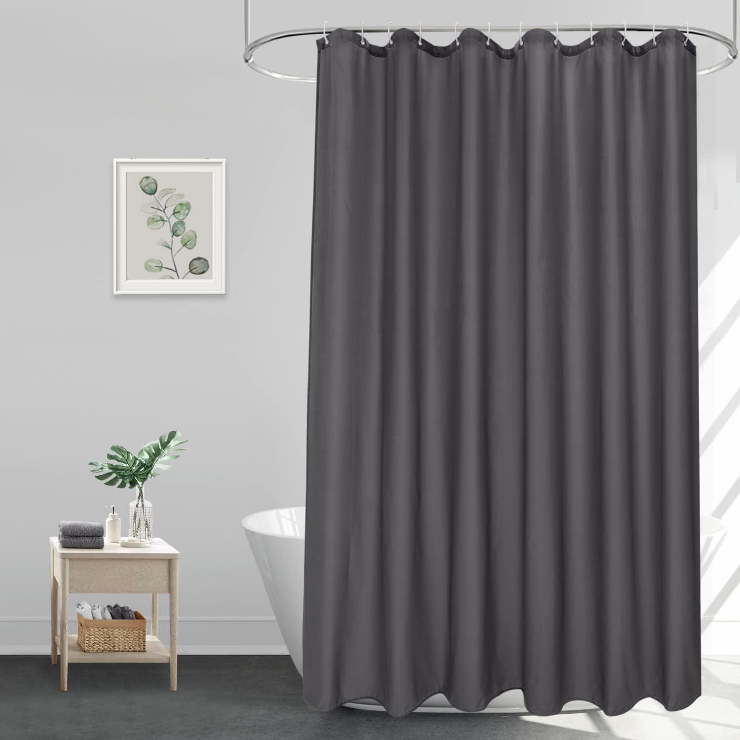 Überlänge Duschvorhang 200x240 Wasserdicht Dunkelgrau Polyester Mit 14 Ringen