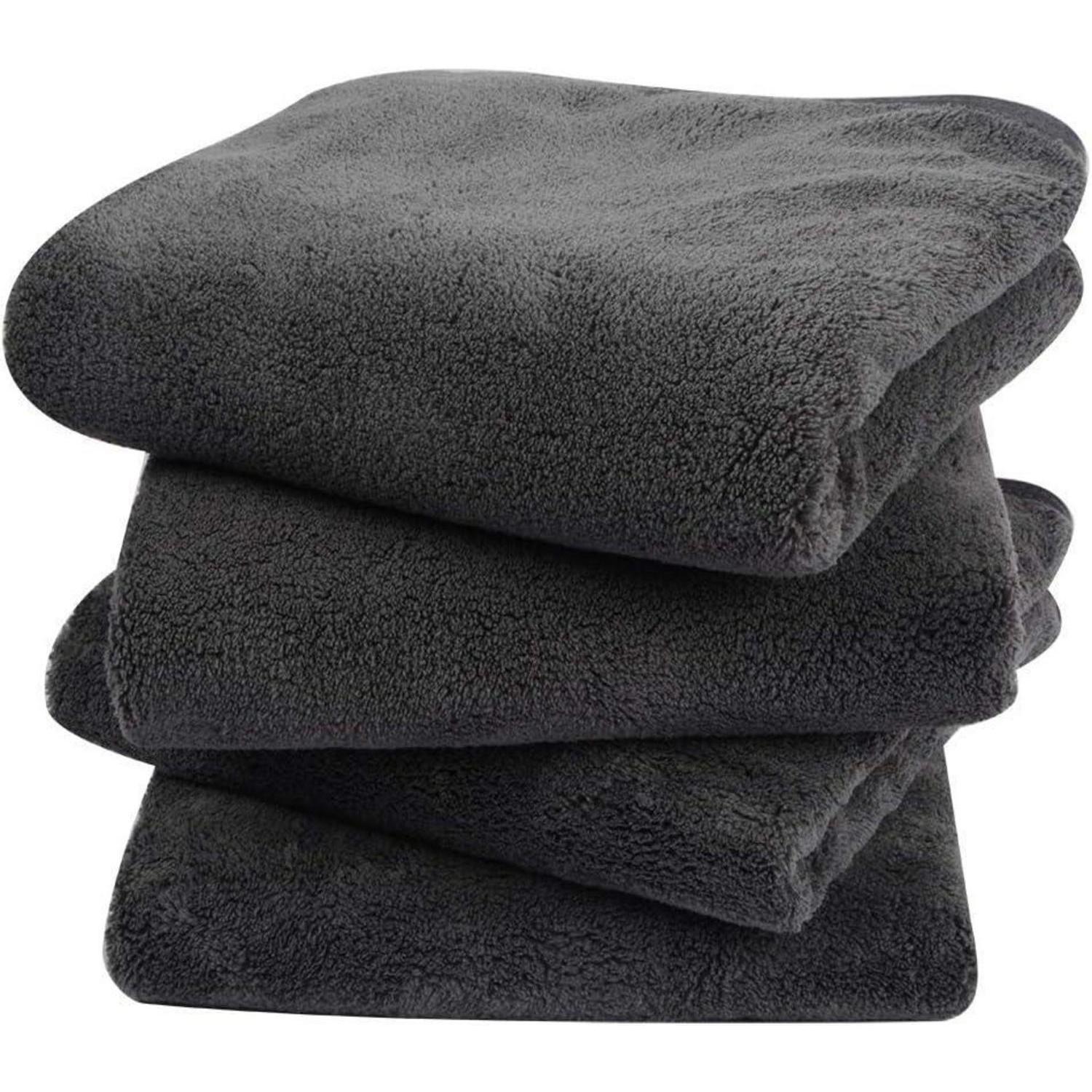 Mikrofaser Handtuch Set Haare Badetuch Duschtücher 40x76cm 4er Pack Dunkelgrau