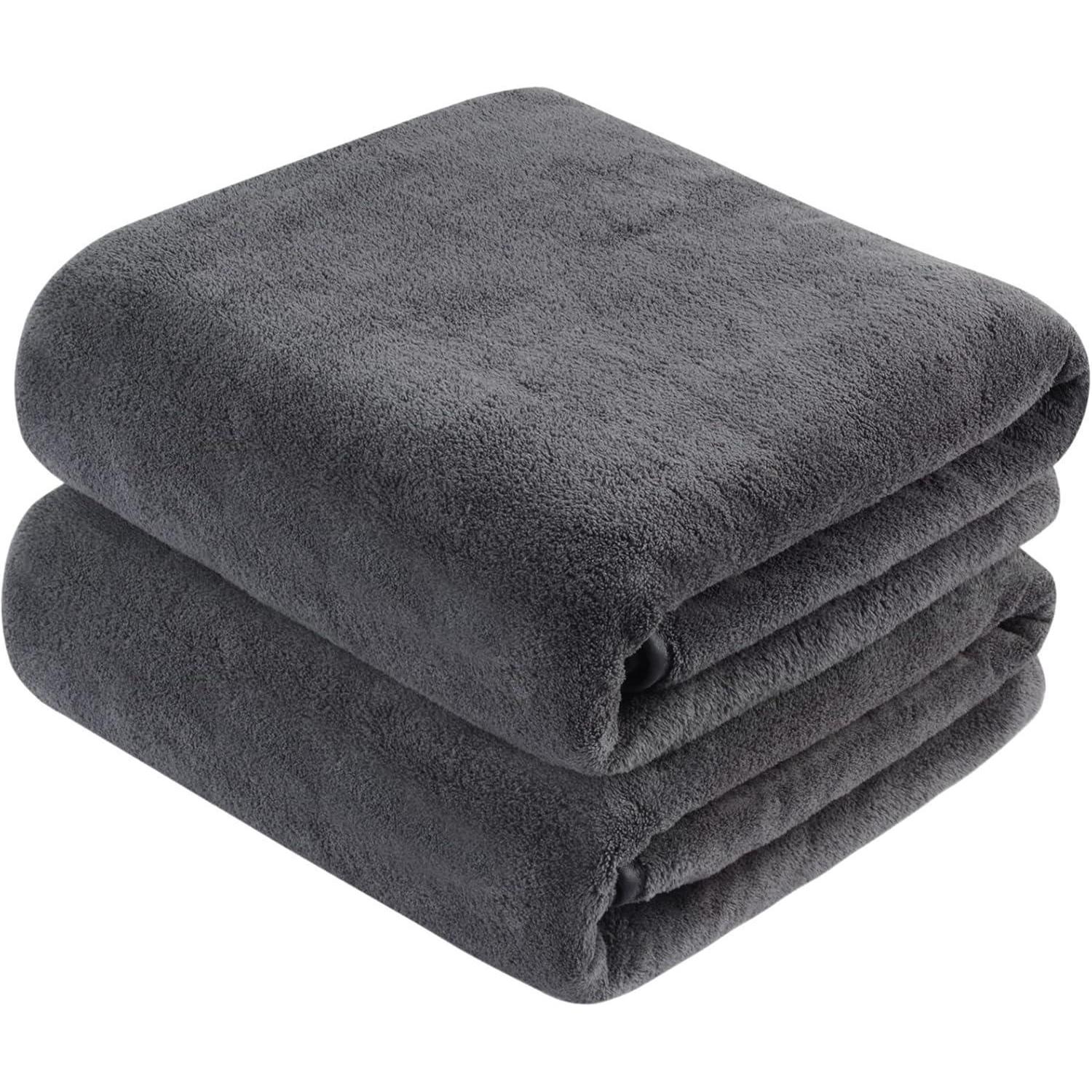 2er Pack Kinhwa Mikrofaser Handtuch Xxl 76x152cm Dunkelgrau Schnelltrocknend