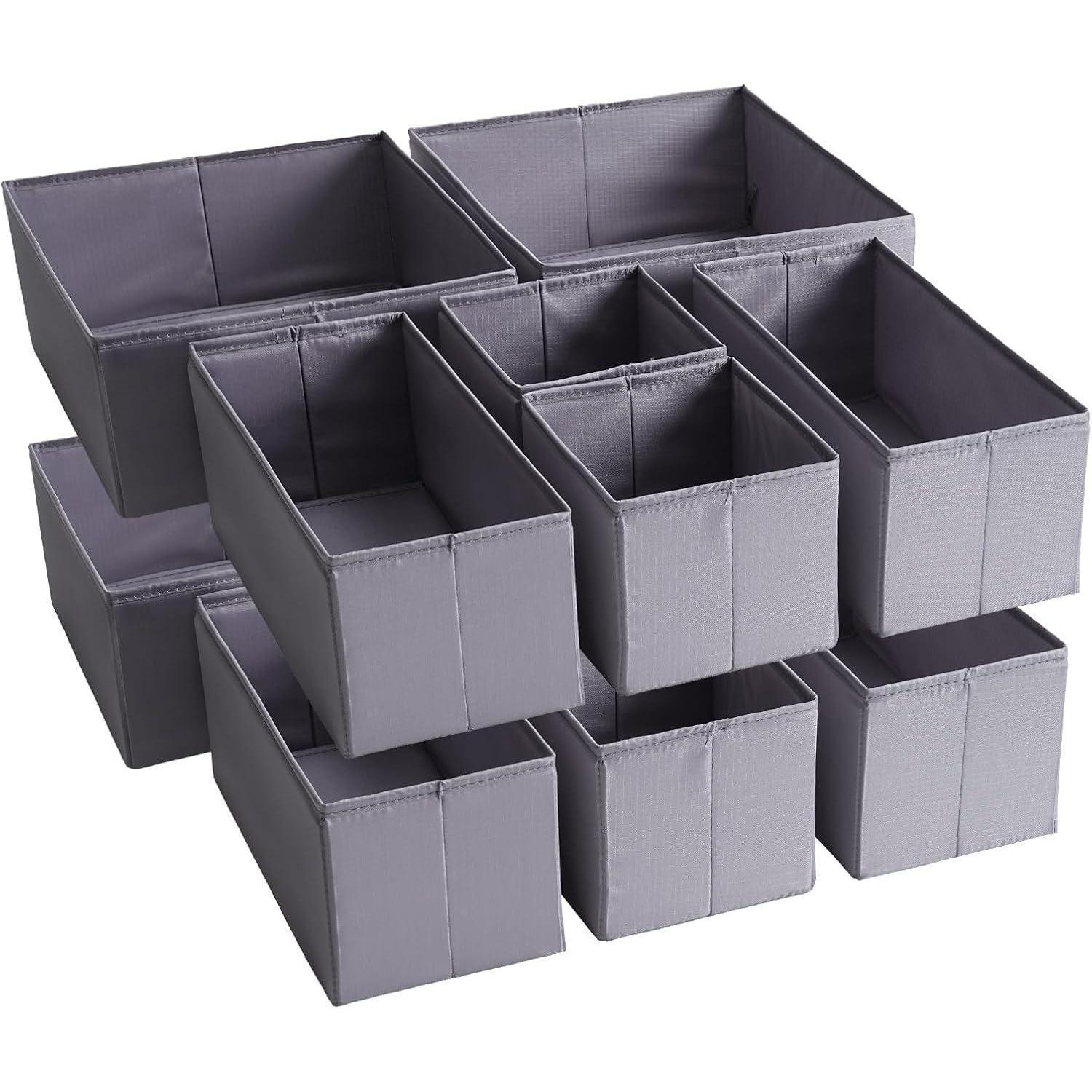 Tyeers Schubladen Organizer 12er-set Dunkelgrau Stoff Waschbar Bodenstützplatten