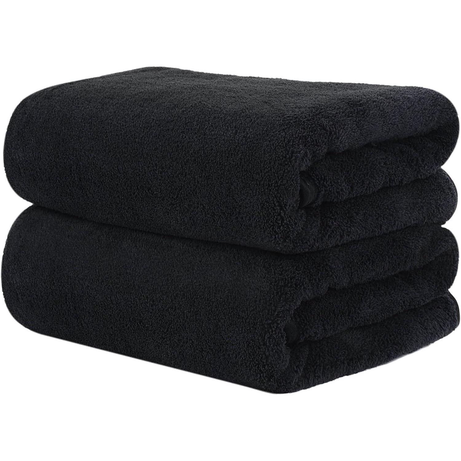 2er Pack Mikrofaser Handtuch Haare 50x100cm Dunkelgrau Schwarz