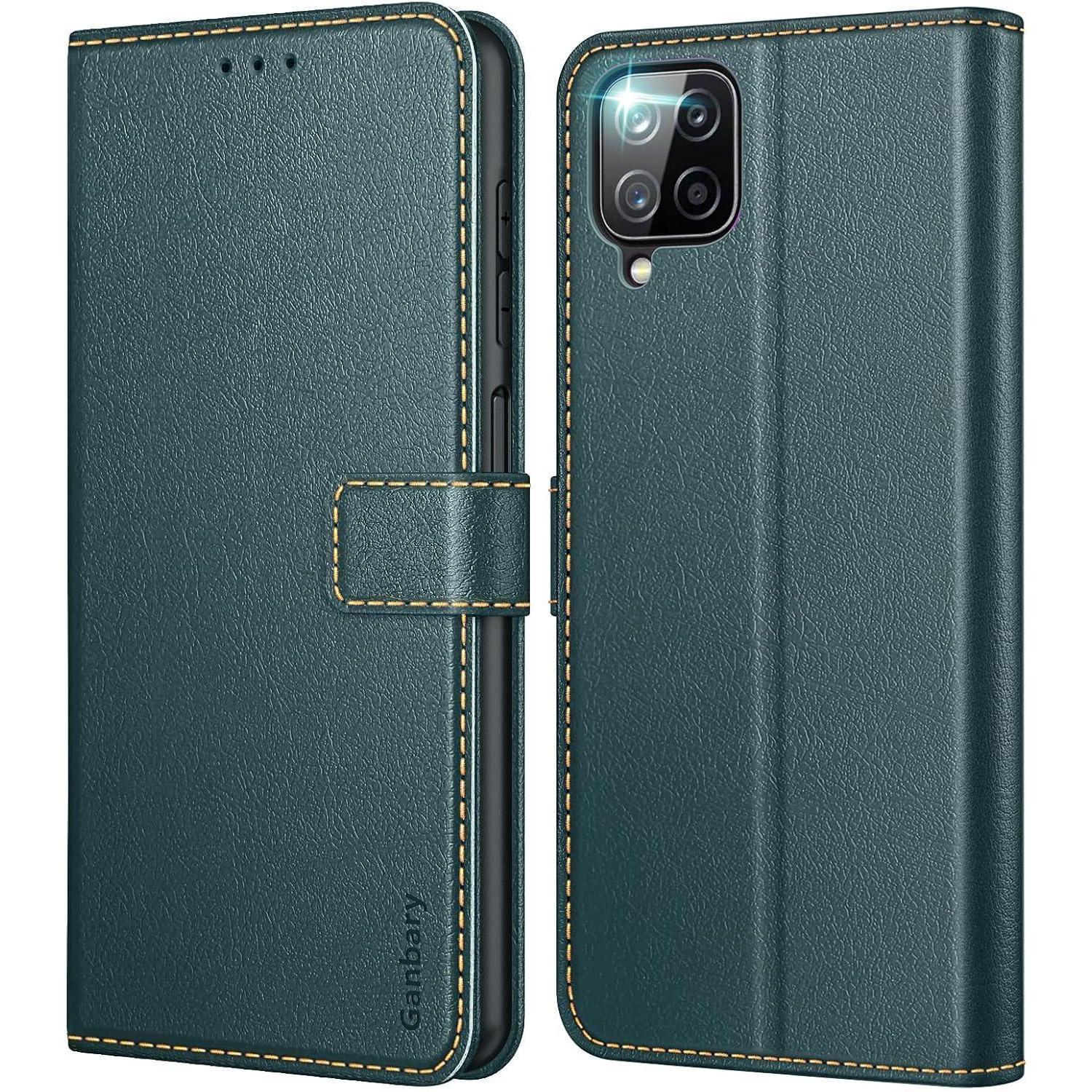 Leder Handyhülle Samsung Galaxy A12 M12 Magnet Klapphülle Kartenfach