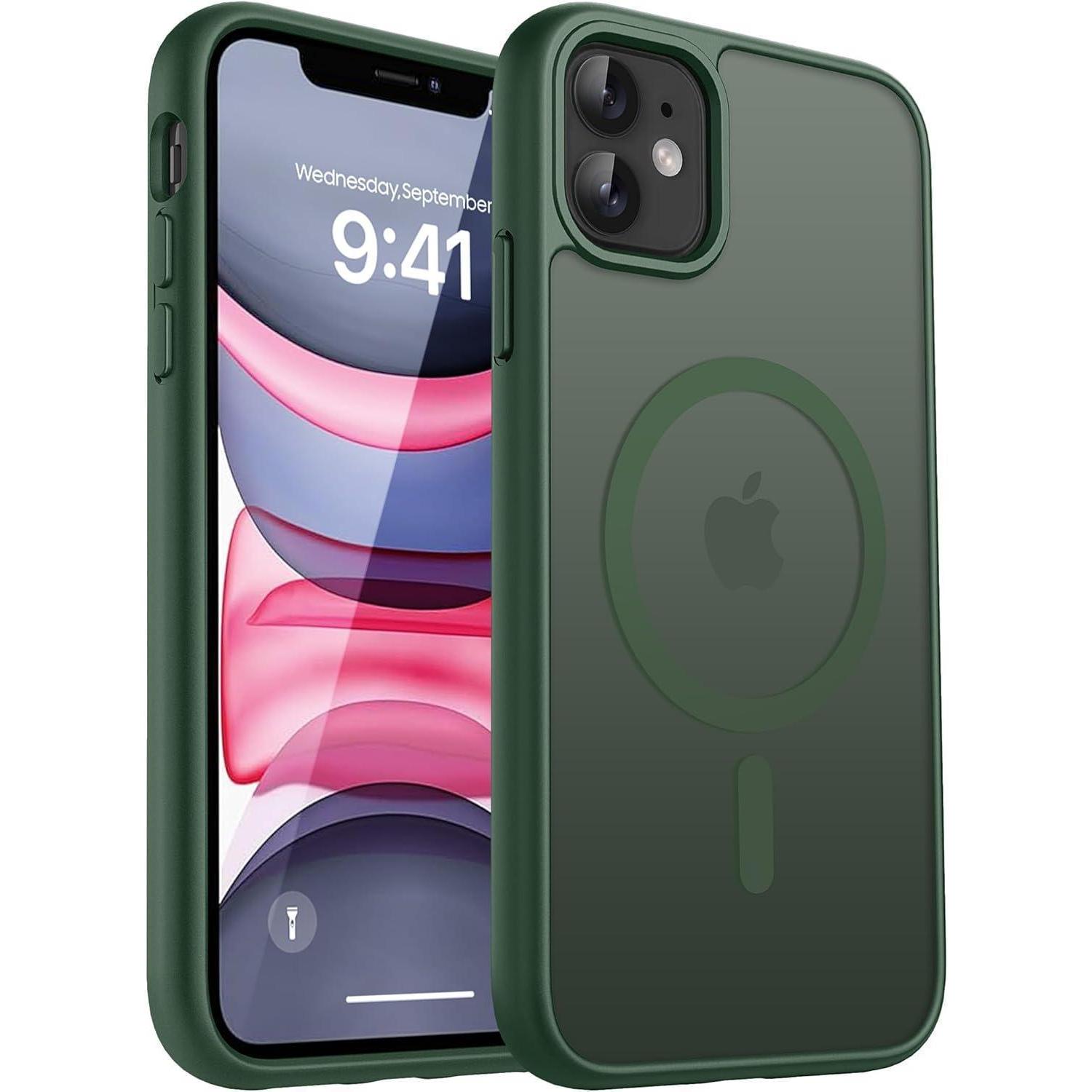 Hülle Iphone 11 Kameraschutz Magsafe Stoßfest Iphone 11 Dunkel Grün