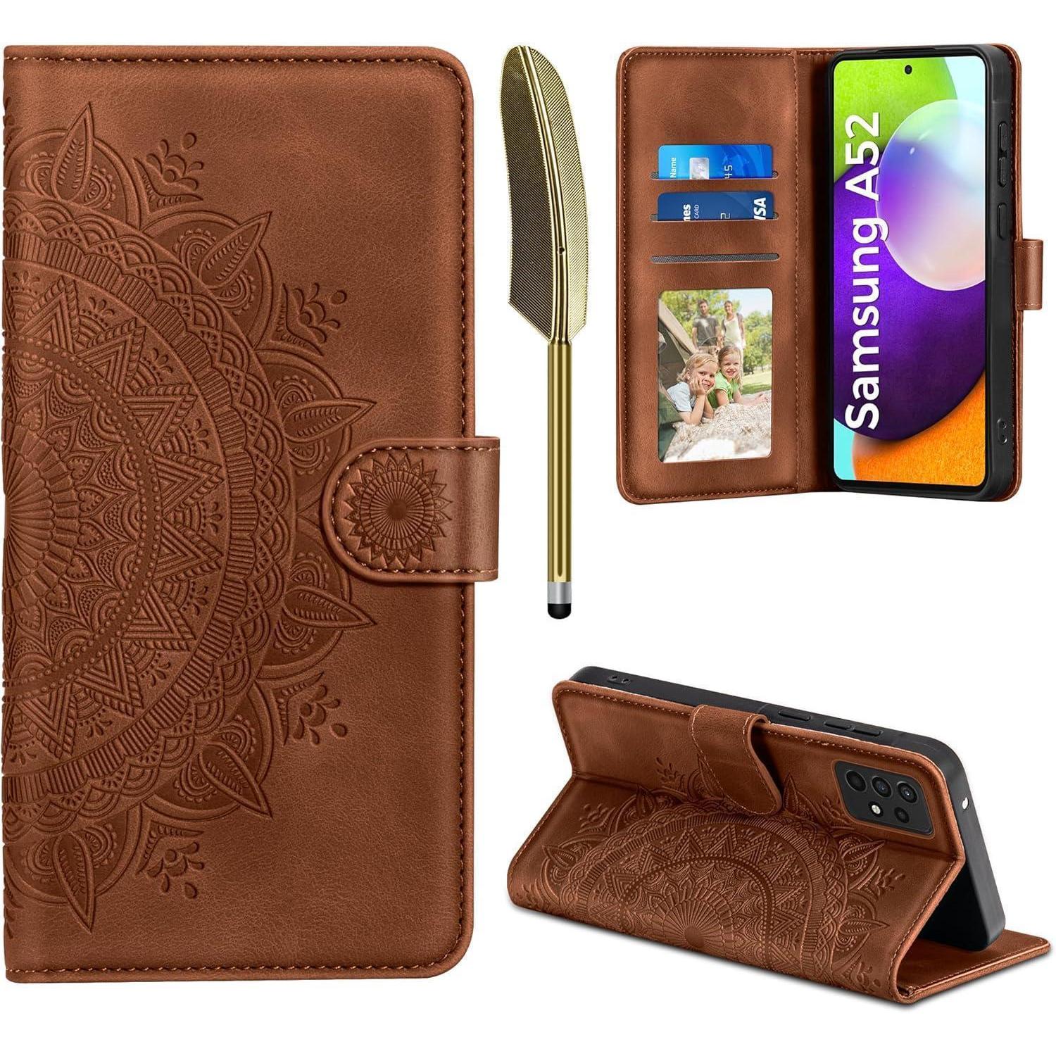 Handyhülle A52 A52s Flip Pu Leder Samsung Galaxy A52 Dunkelorange