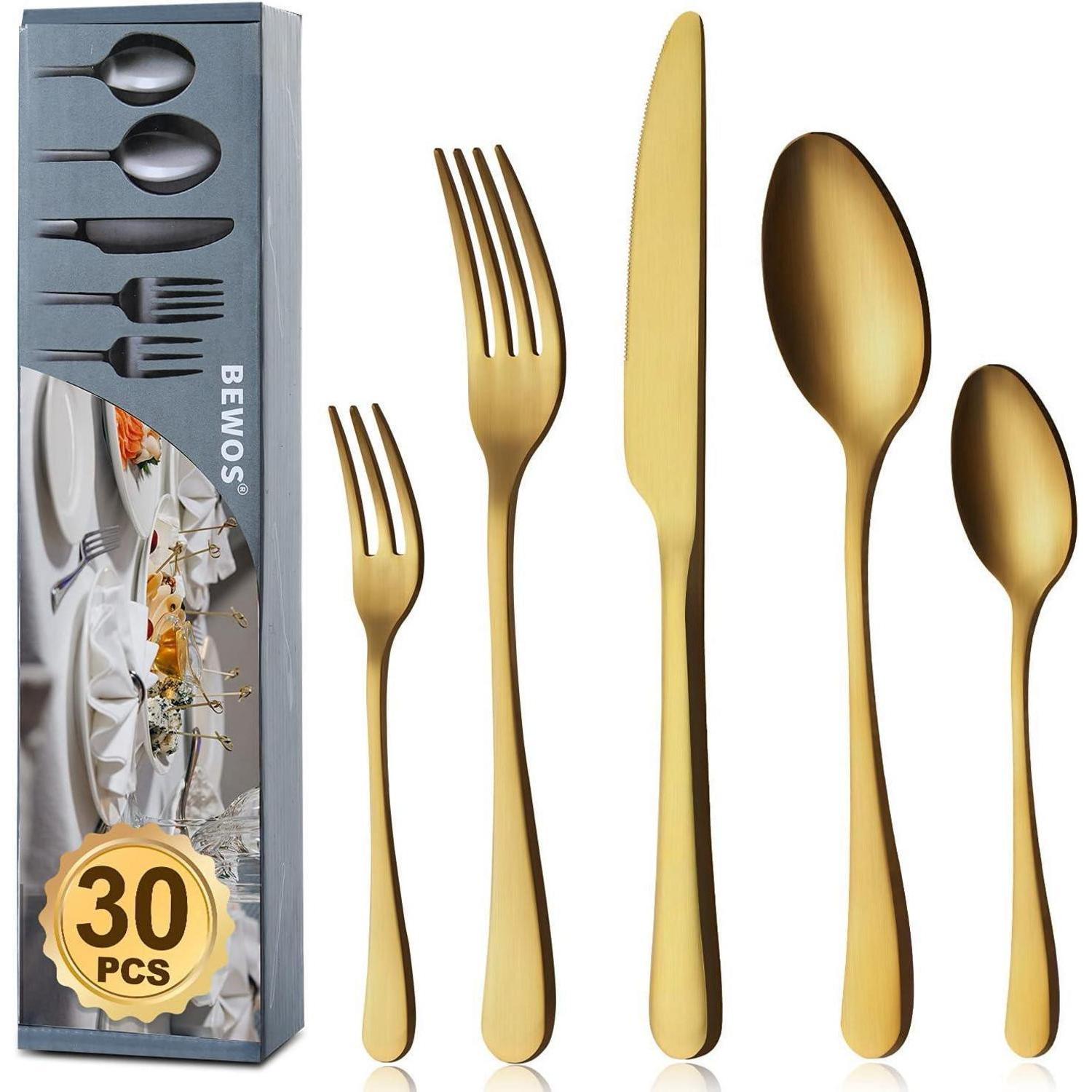 Besteck 30teilig 30 St&xfcck Goldene Runde Griffe 30 St&xfcck