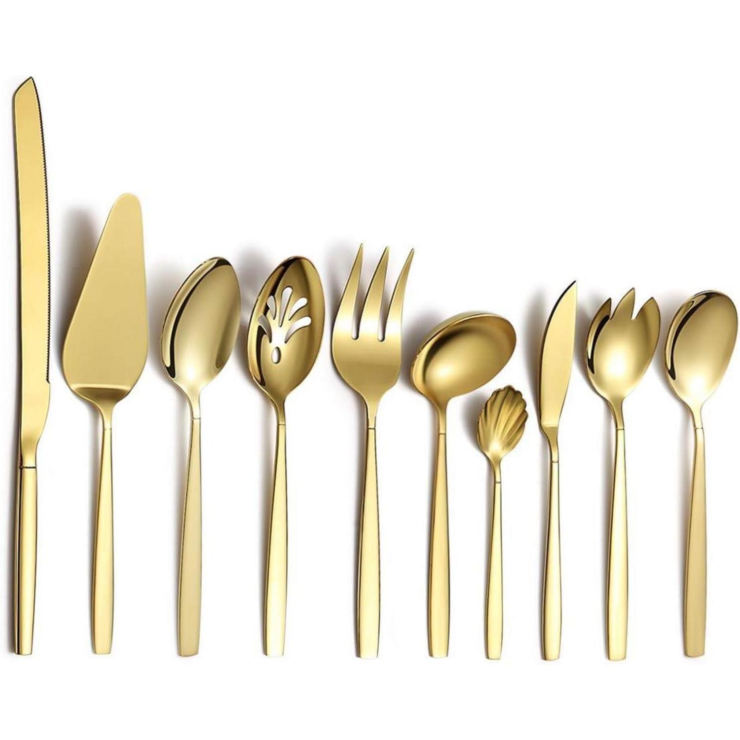 Besteck Servierset Edelstahl Gold 10 Servierlöffel 11.gold