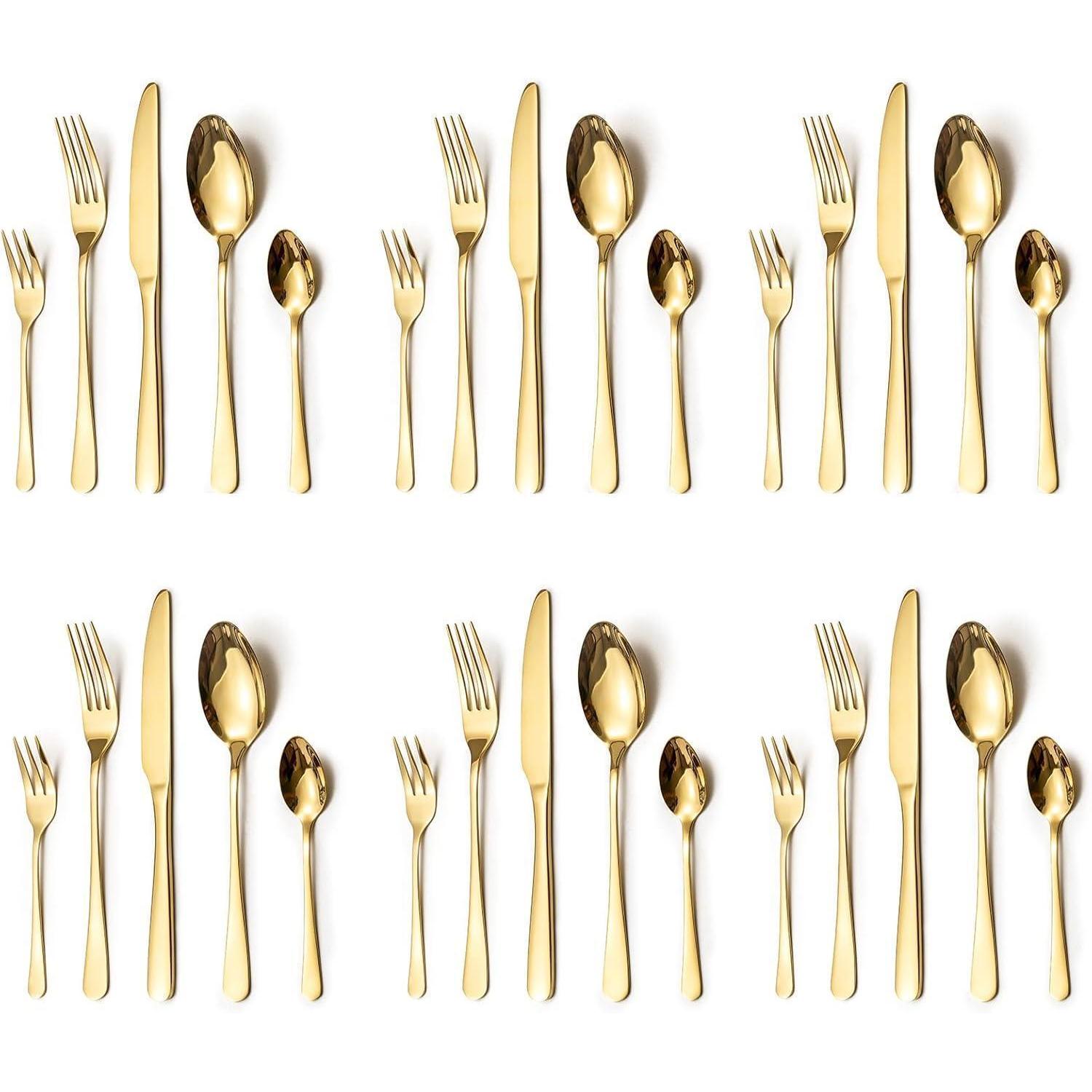 Besteckset Edelstahl Gold 30tlg Spülmaschinenfest 30 Stück Gold