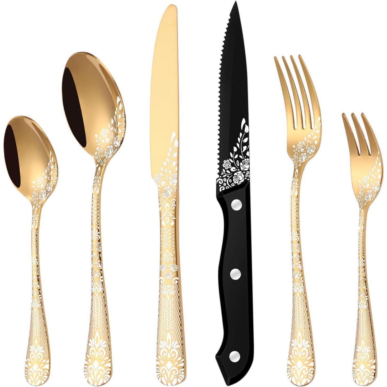 Besteckset 36teilig Edelstahl Gold 6 Personen 36-teiliges Golden