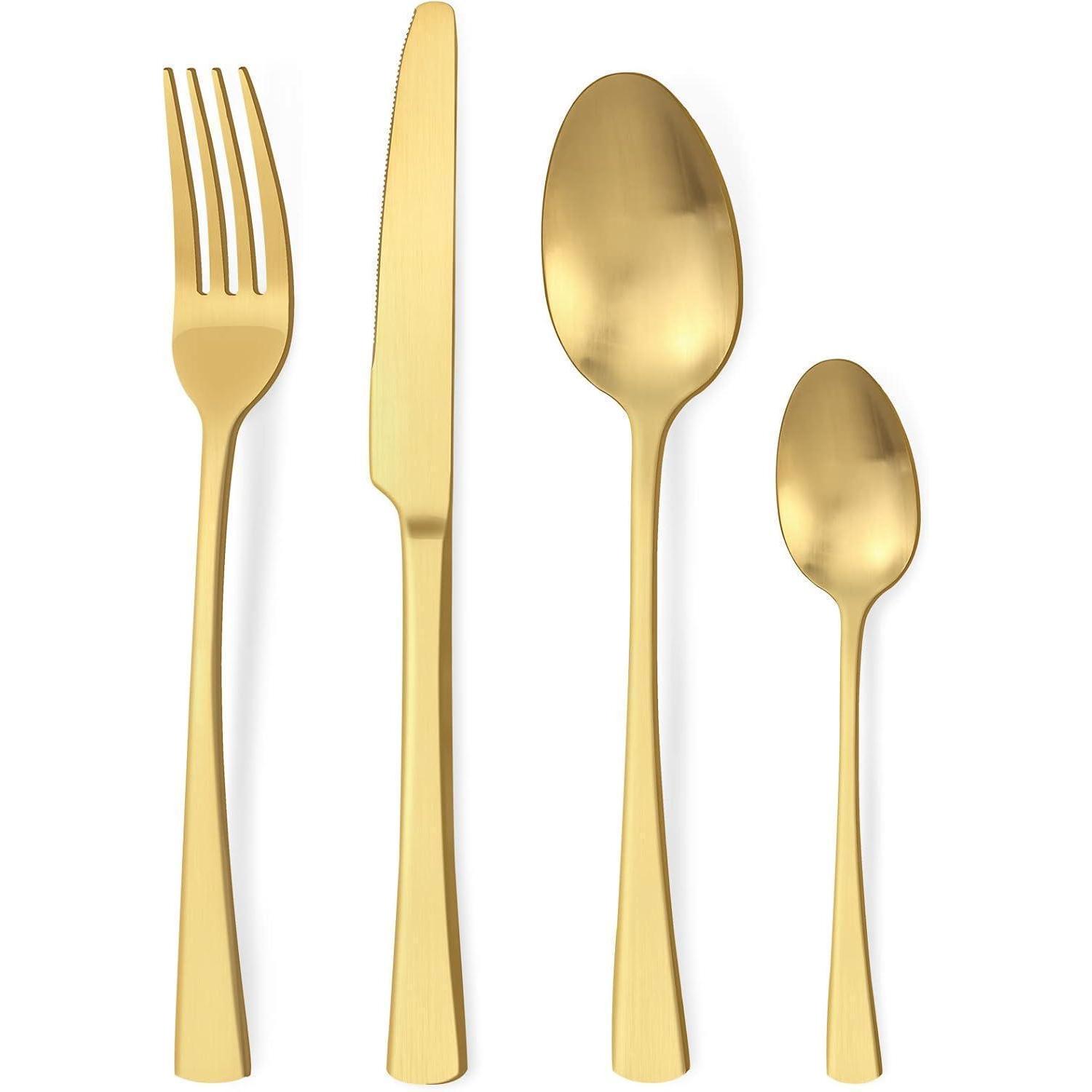 Besteckset Edelstahl Matt Gold Messer 24 Teilig-matt Gold 24 Teilig