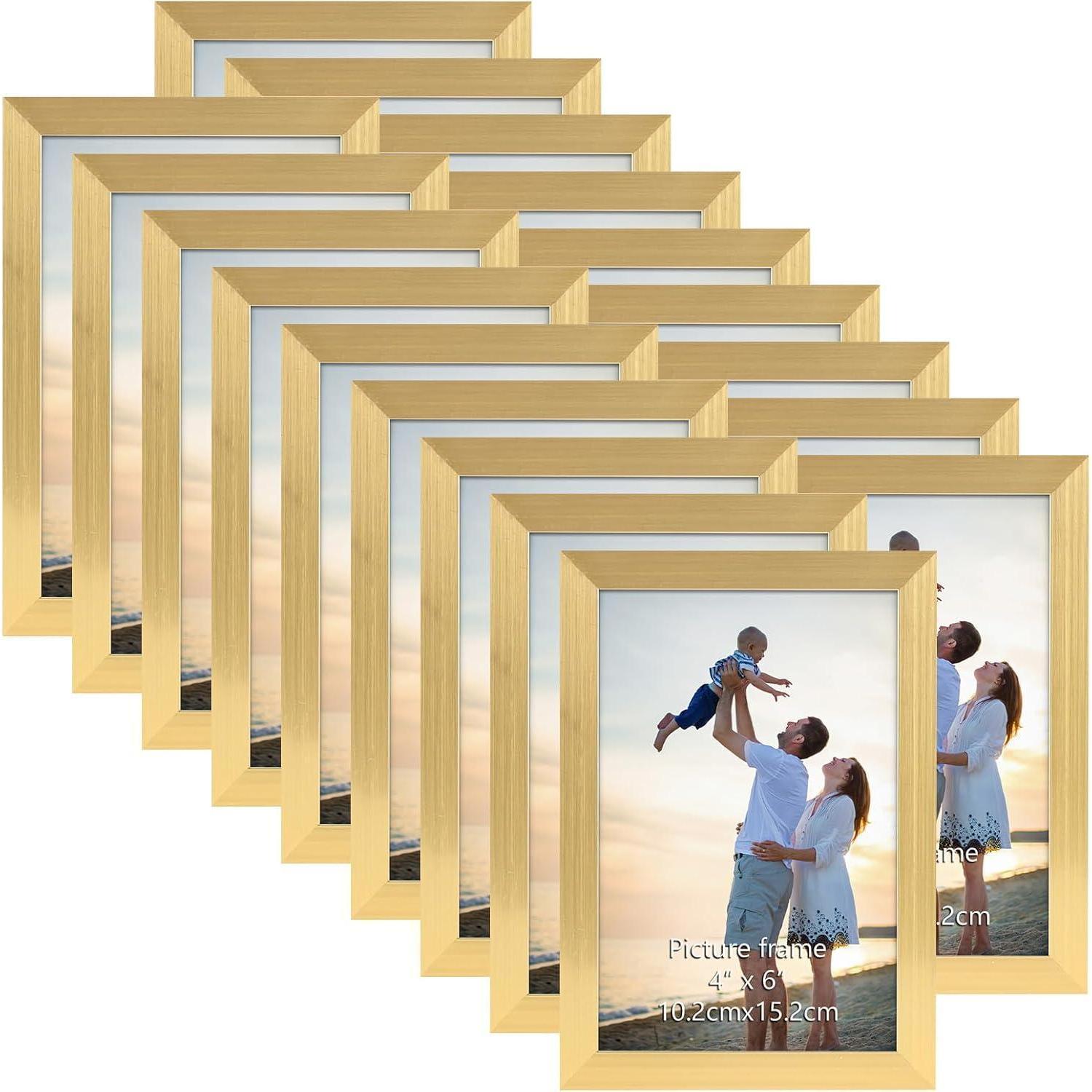 Bilderrahmen 18er Set Wand Tisch Büros Wohnungen Gold 10x15 Cm