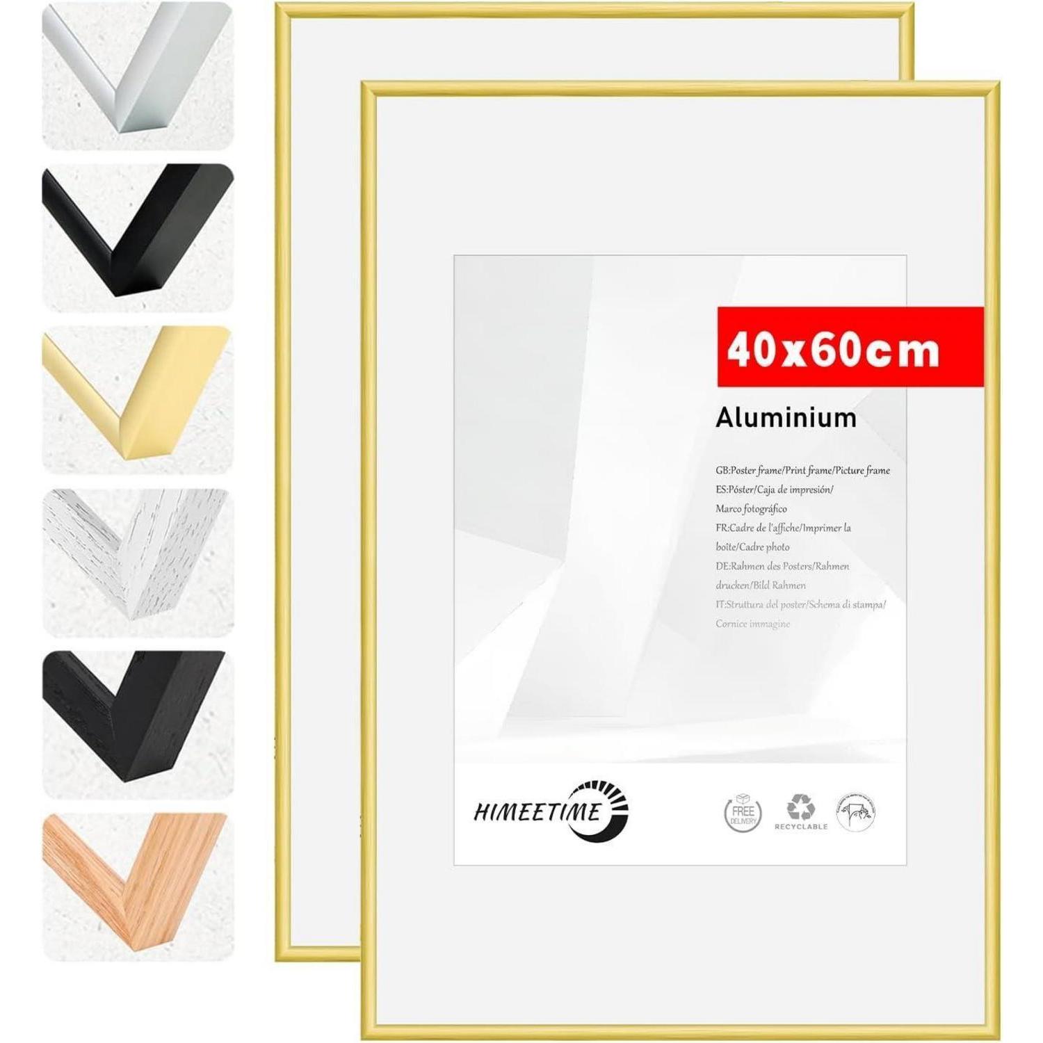 Bilderrahmen 40x60cm Gold Aluminium Fotorahmen Alu Gold 40x60xm 2x
