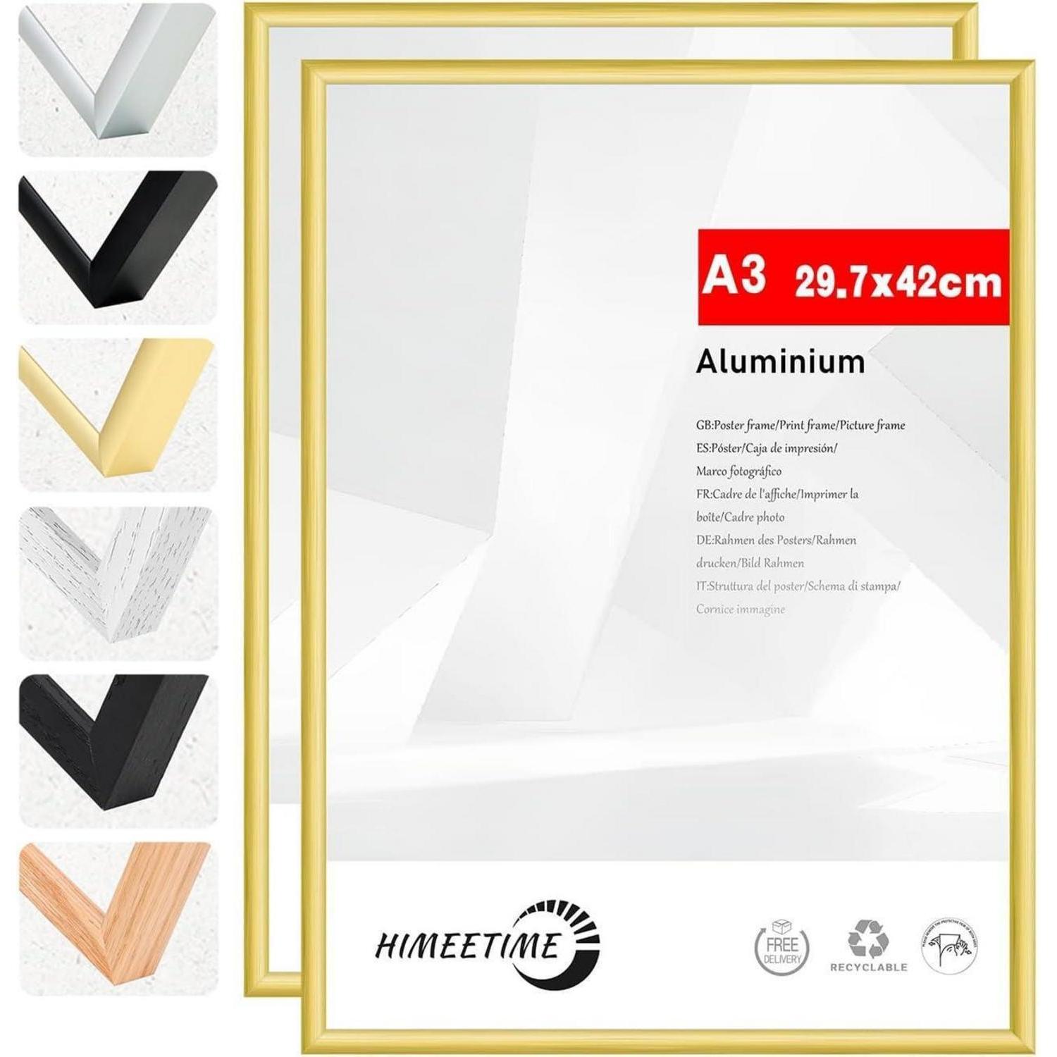 Bilderrahmen A3 Gold Metall Aluminium 2x Alu Gold A3(29,7x42cm) 2x
