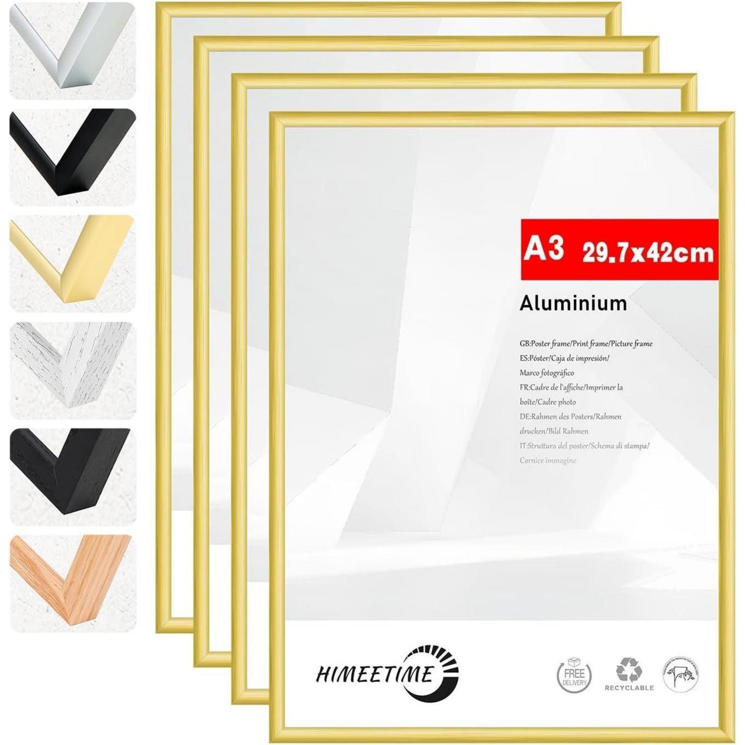 Bilderrahmen A3 Metallrahmen Alu Gold A3(29,7x42cm) 4x