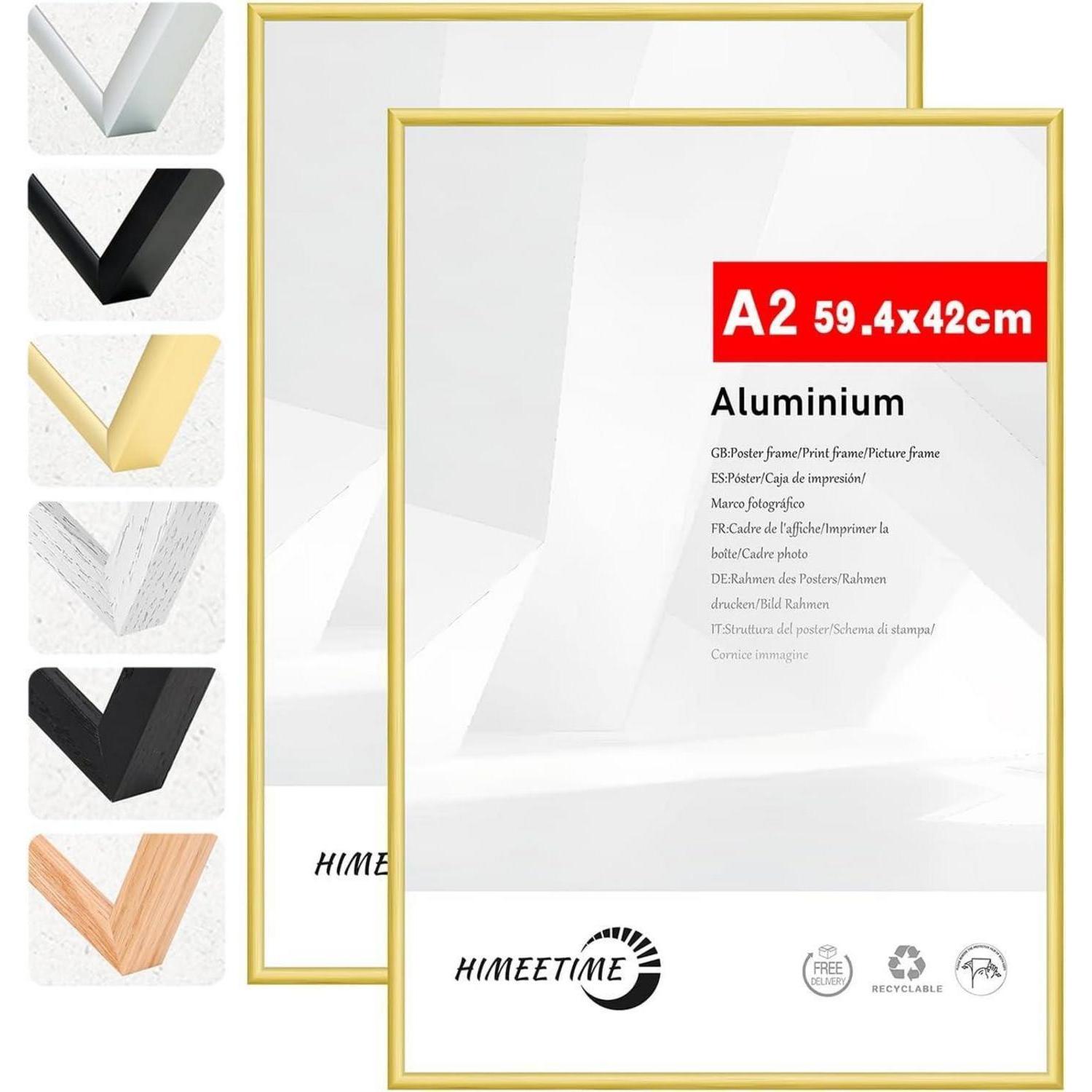 Bilderrahmen A2 42x59cm Gold Metallrahmen Alu Gold A2(42x59.4cm) 2x