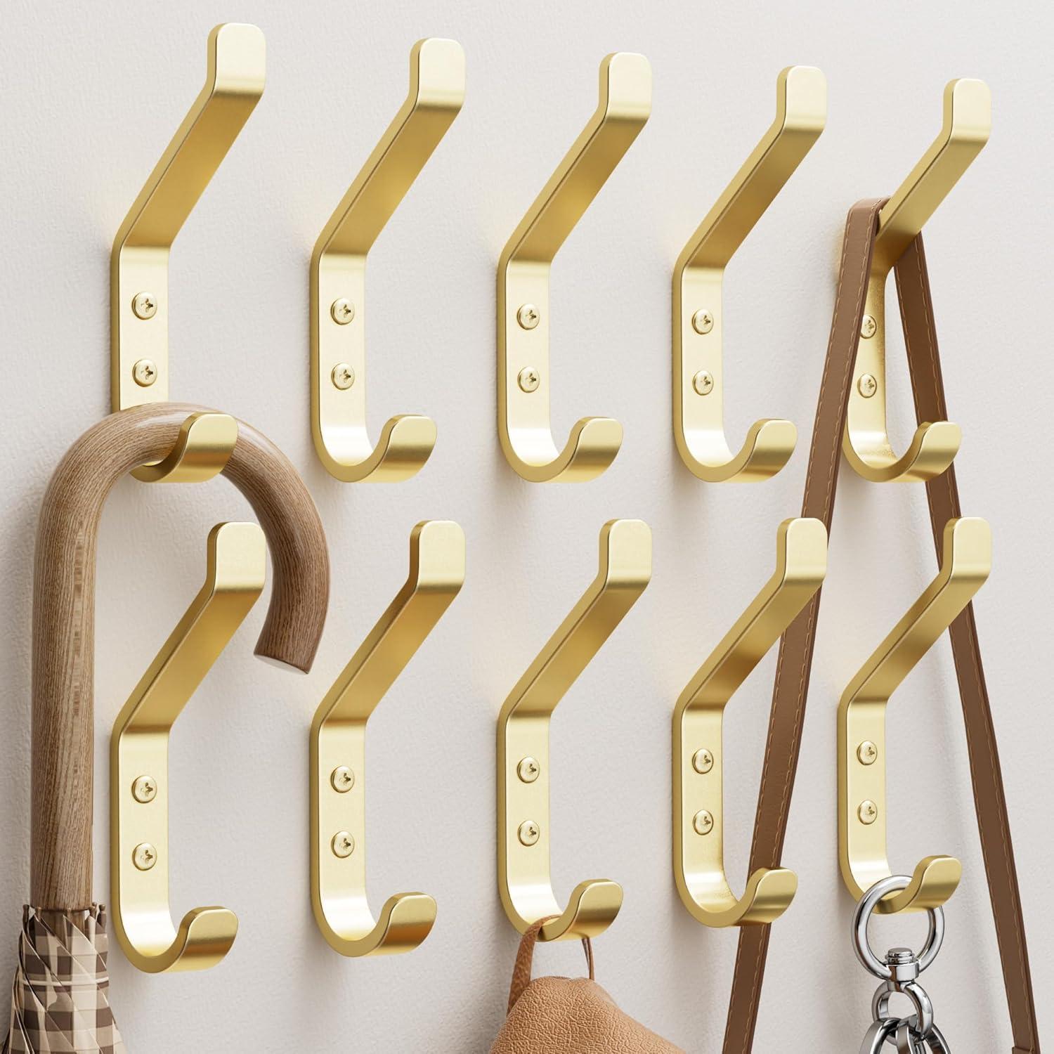Garderobenhaken Wandhaken Metall 10er Pack 10cm Gold 10 St&xfcck