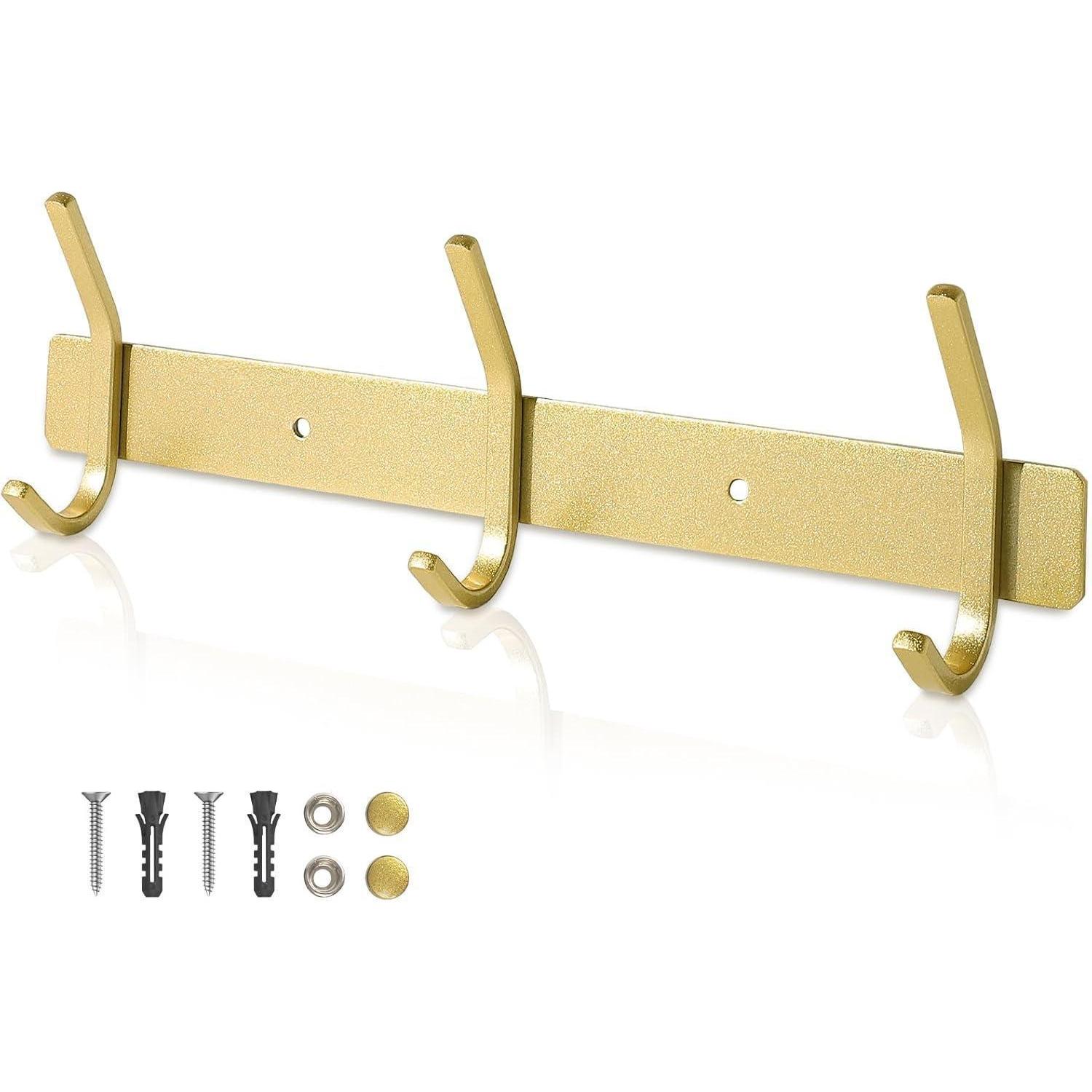 Hakenleiste Kleiderhaken Edelstahl 30cm 30kg 3 Haken 1 Stück Golden