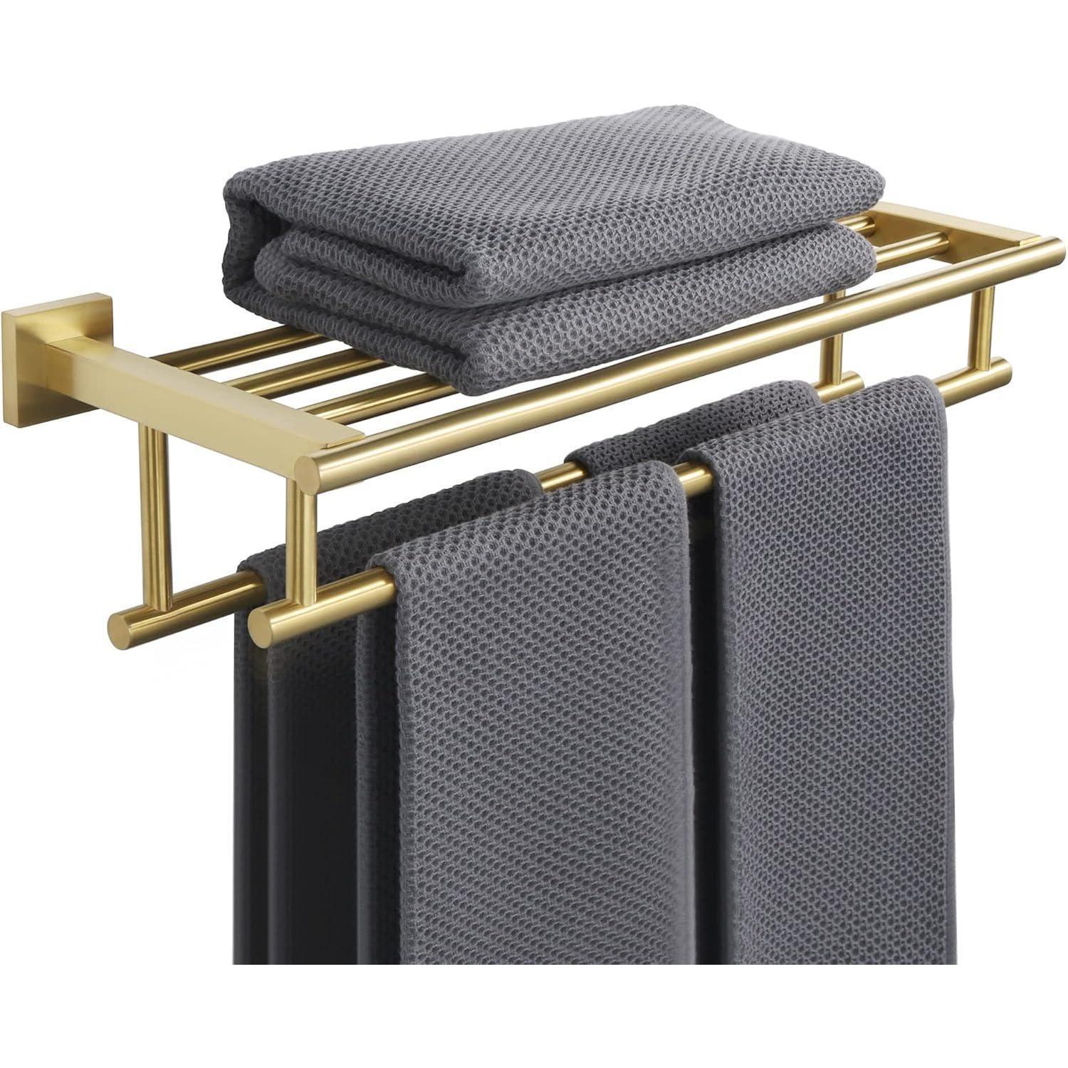 Handtuchhalter Wand Edelstahl Ablage Bohren Badezimmer Gold 50cm